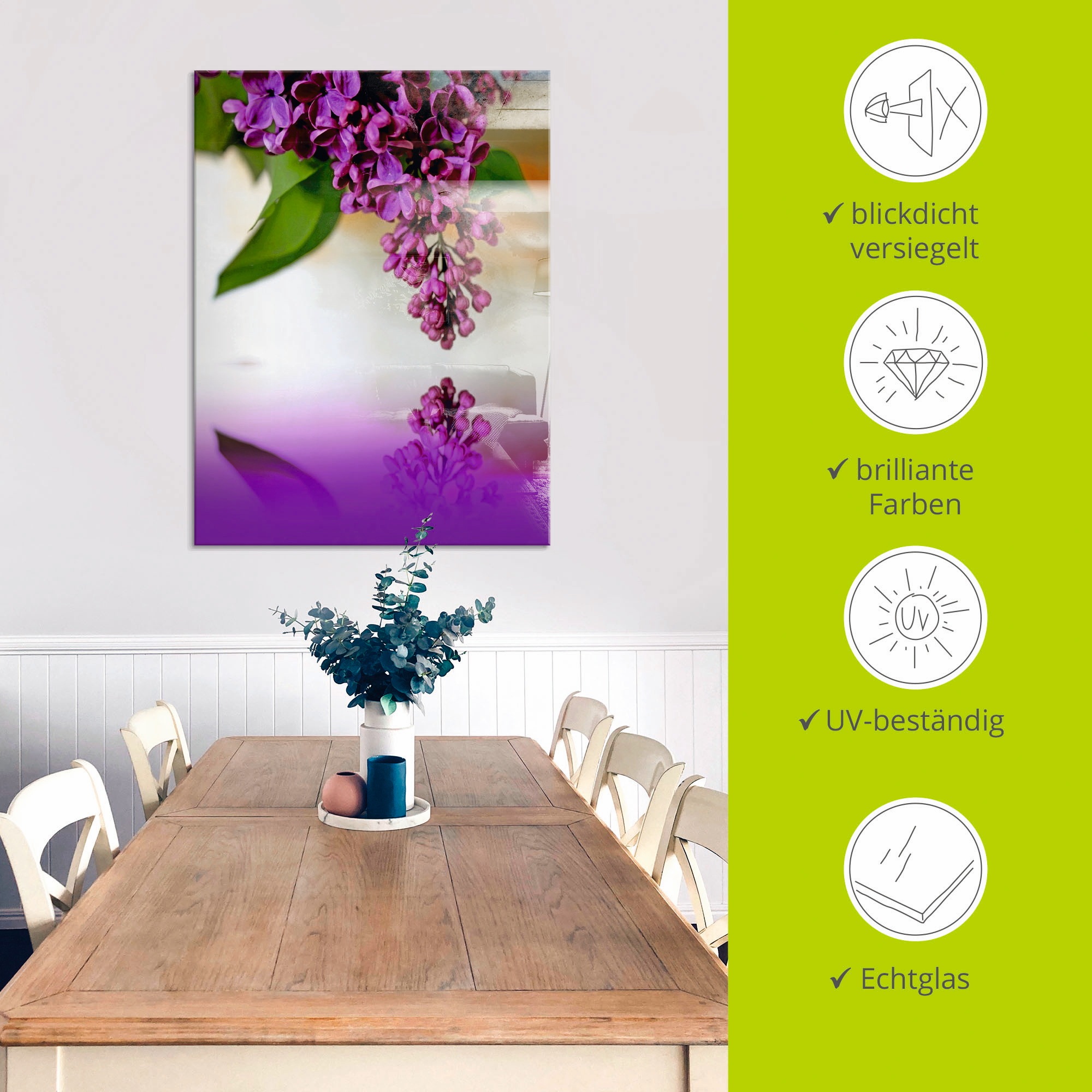Artland Glasbild »Flieder«, Blumen, (1 St.), in verschiedenen Größen