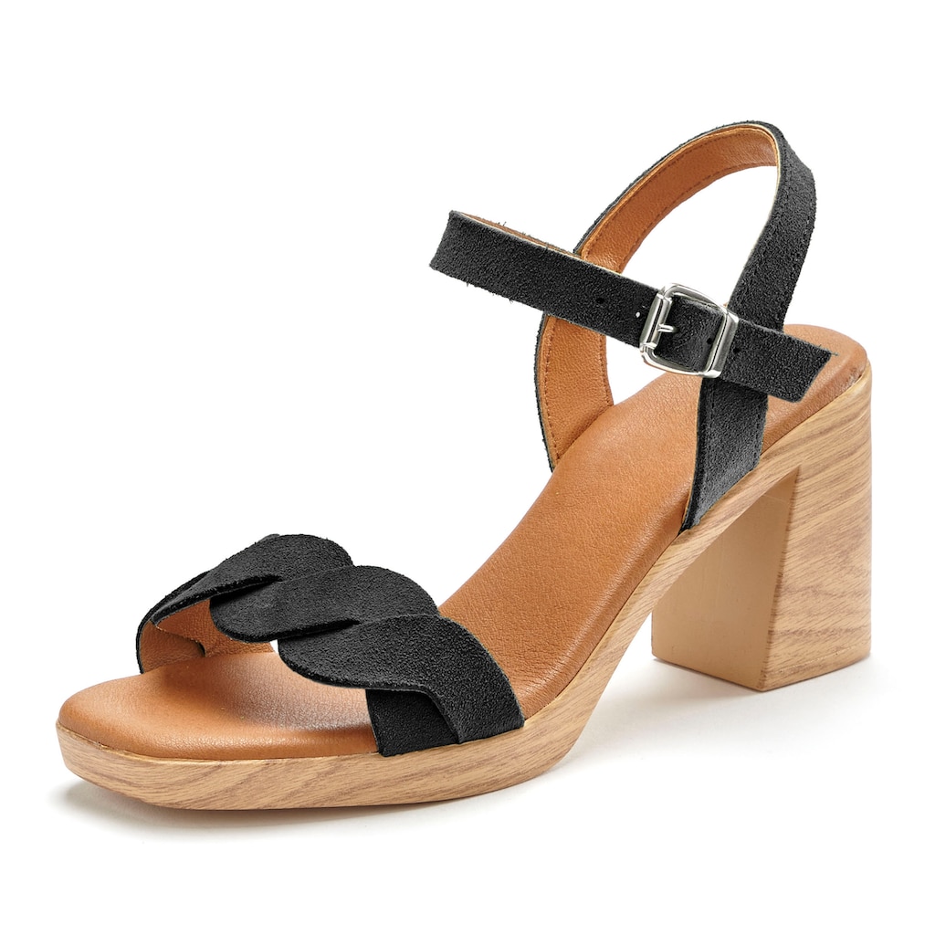 LASCANA Sandalette, aus weichem Leder mit Blockabsatz