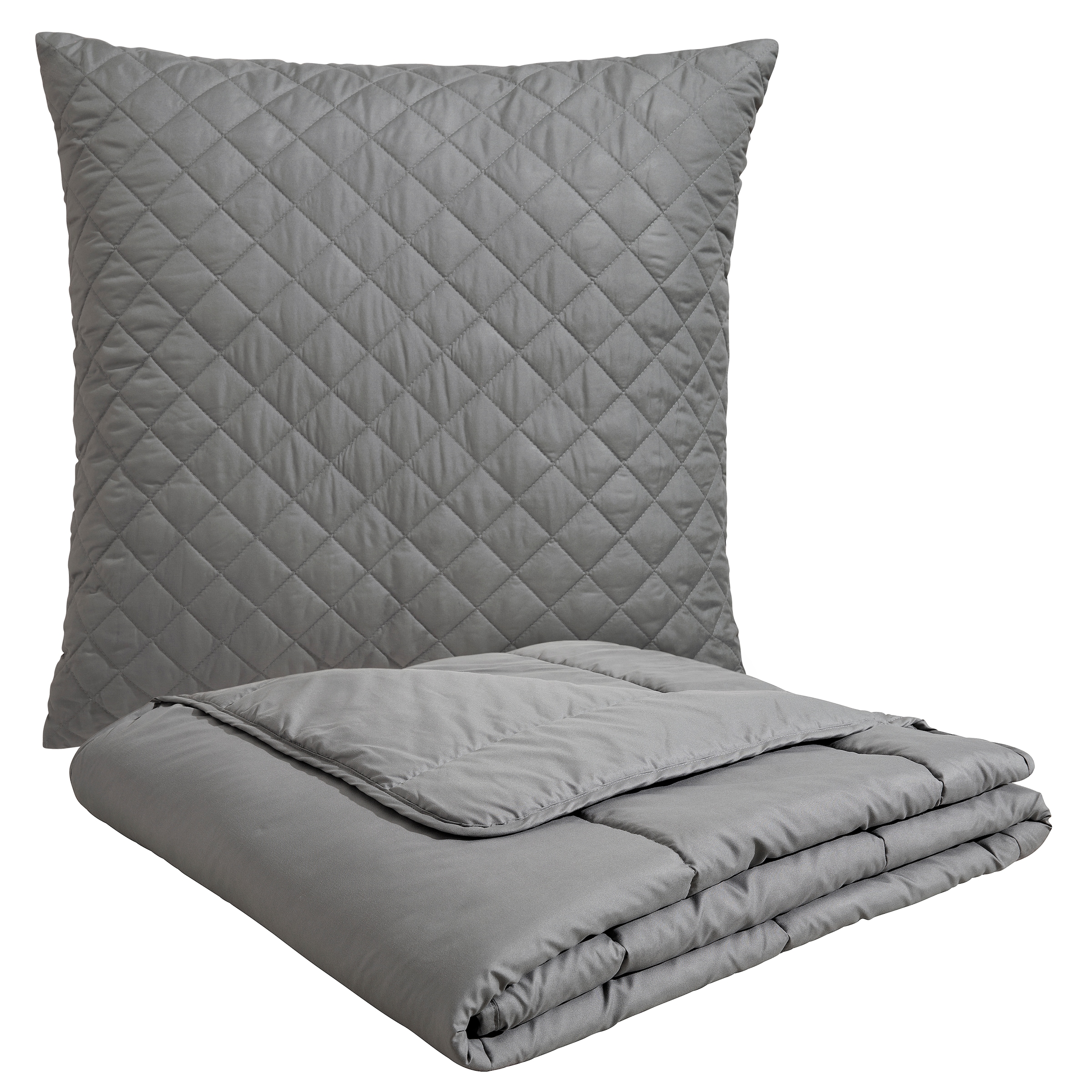 OTTO home Microfaserbettdecke + Microfaserkissen »Claara Spar Set, Decke + Kissen 135x200, 155x200 cm & weitere Größen«, (2 St.), Set mit Kissen 40x80 cm, 80x80 cm, Sommer, Herbst, Winter in grau