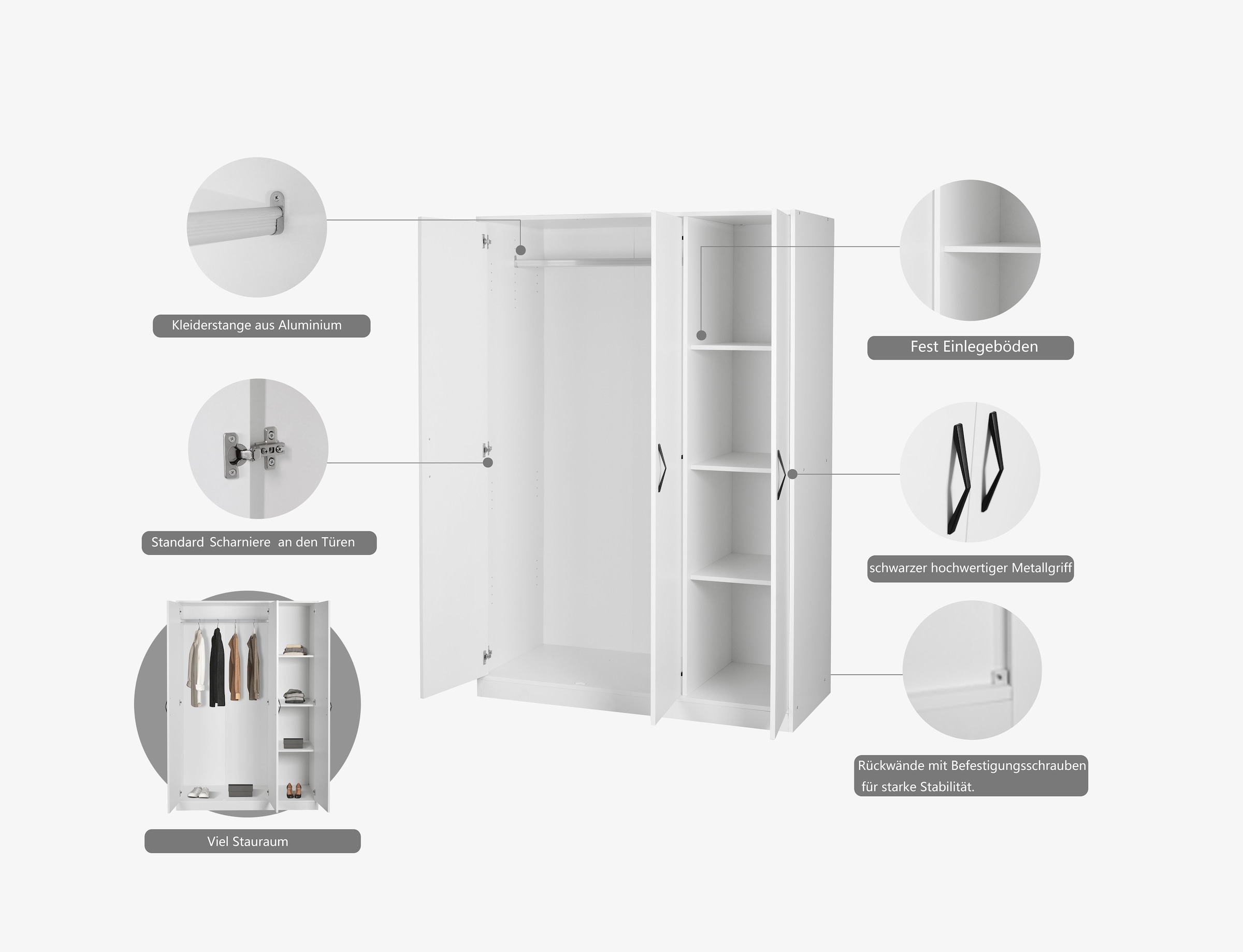 OTTO home Kleiderschrank »Hamburg Schlafzimmer Schrank Otto´s Choice« stabile robuste Bauweise mit optimaler Aufteilung,  Schlafzimmerschrank klassisches Design Garderobe Schrank Bestseller