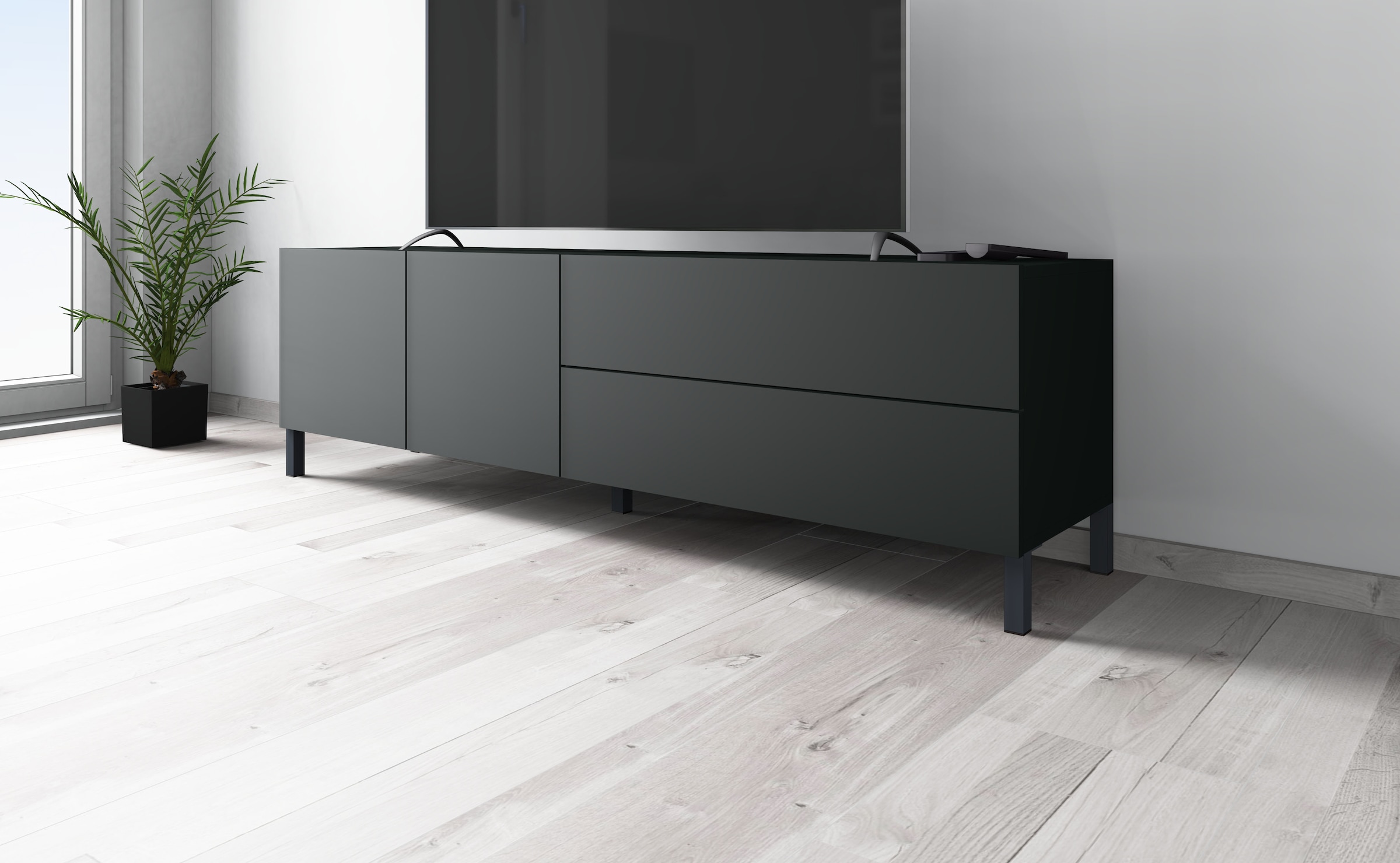 borchardt Möbel Lowboard, Metallfüße, grifflose Optik