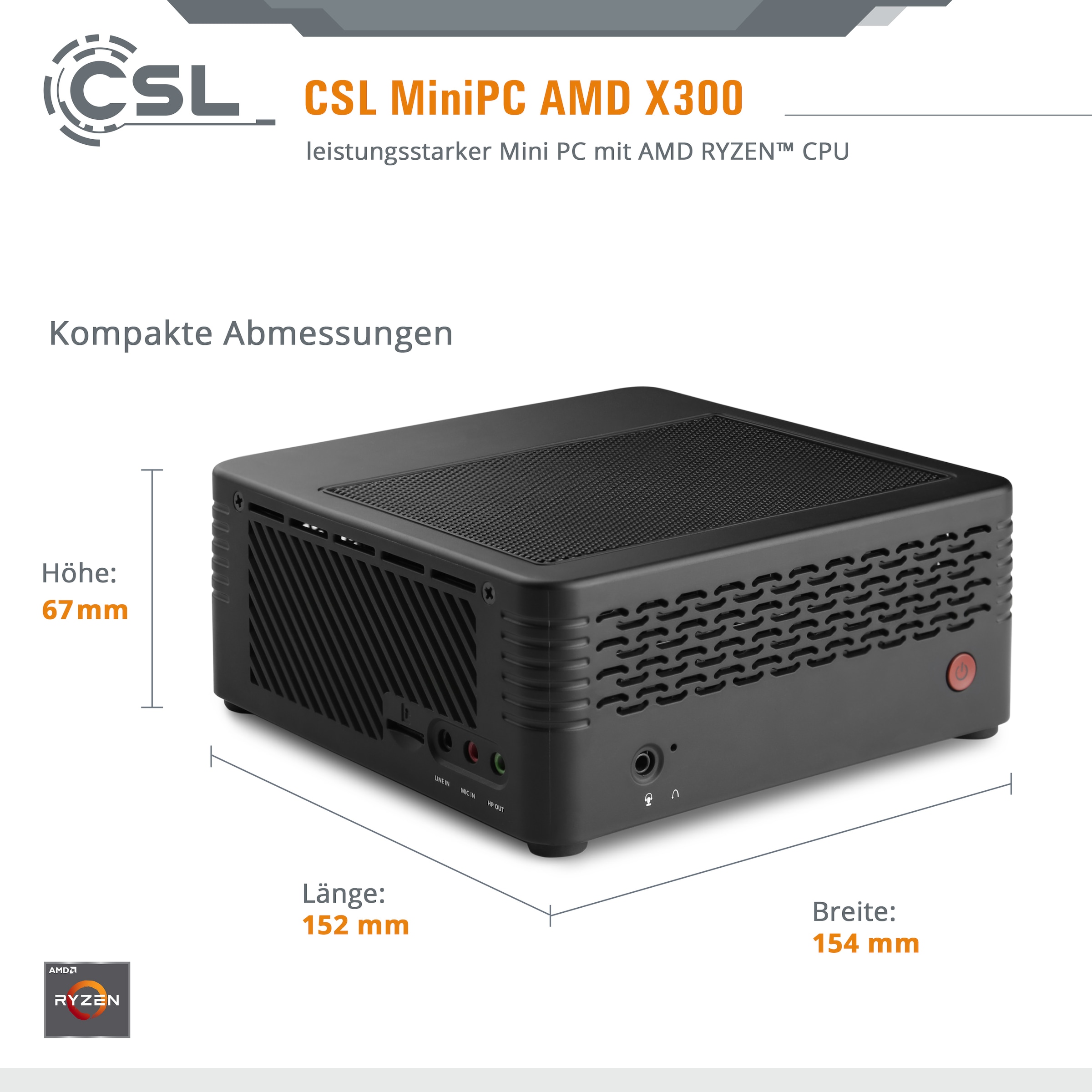 CSL Mini-PC »X300 / 5650GE / 16 GB / 1000 GB SSD«