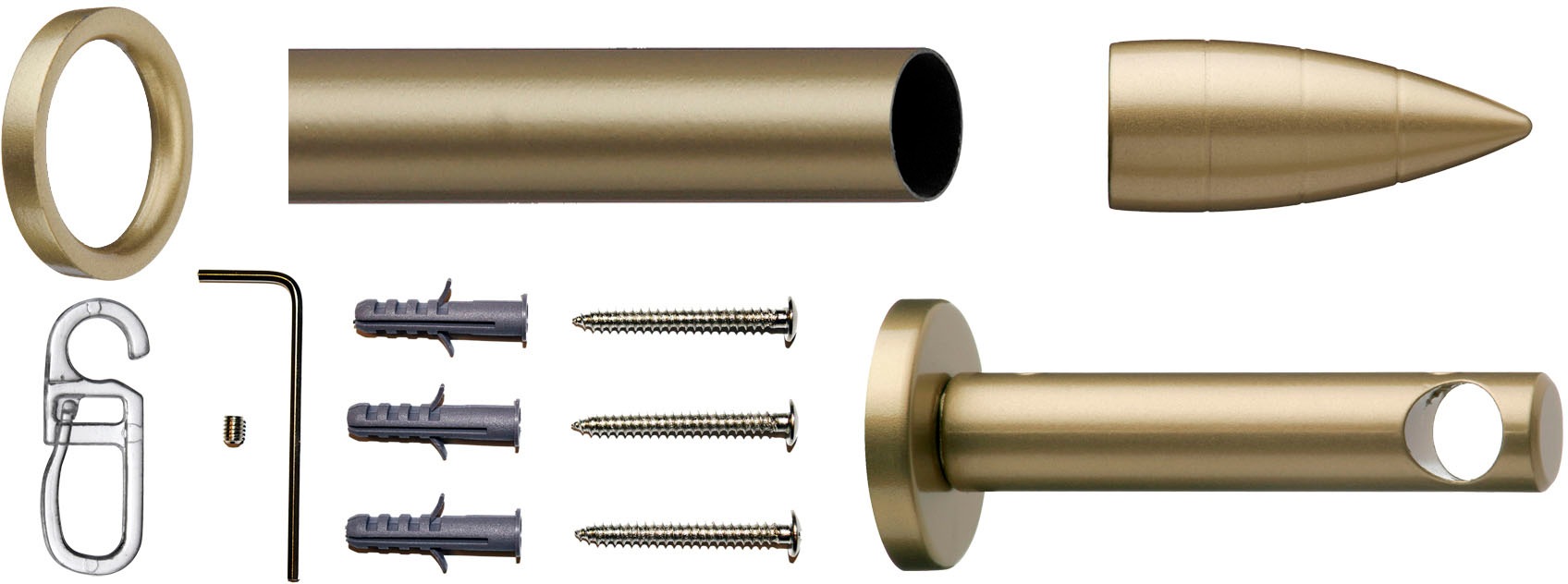 indeko Gardinenstange "Menorca" Ø 12 mm 1 läufig-läufig Fixmaß Komplett-Set günstig online kaufen