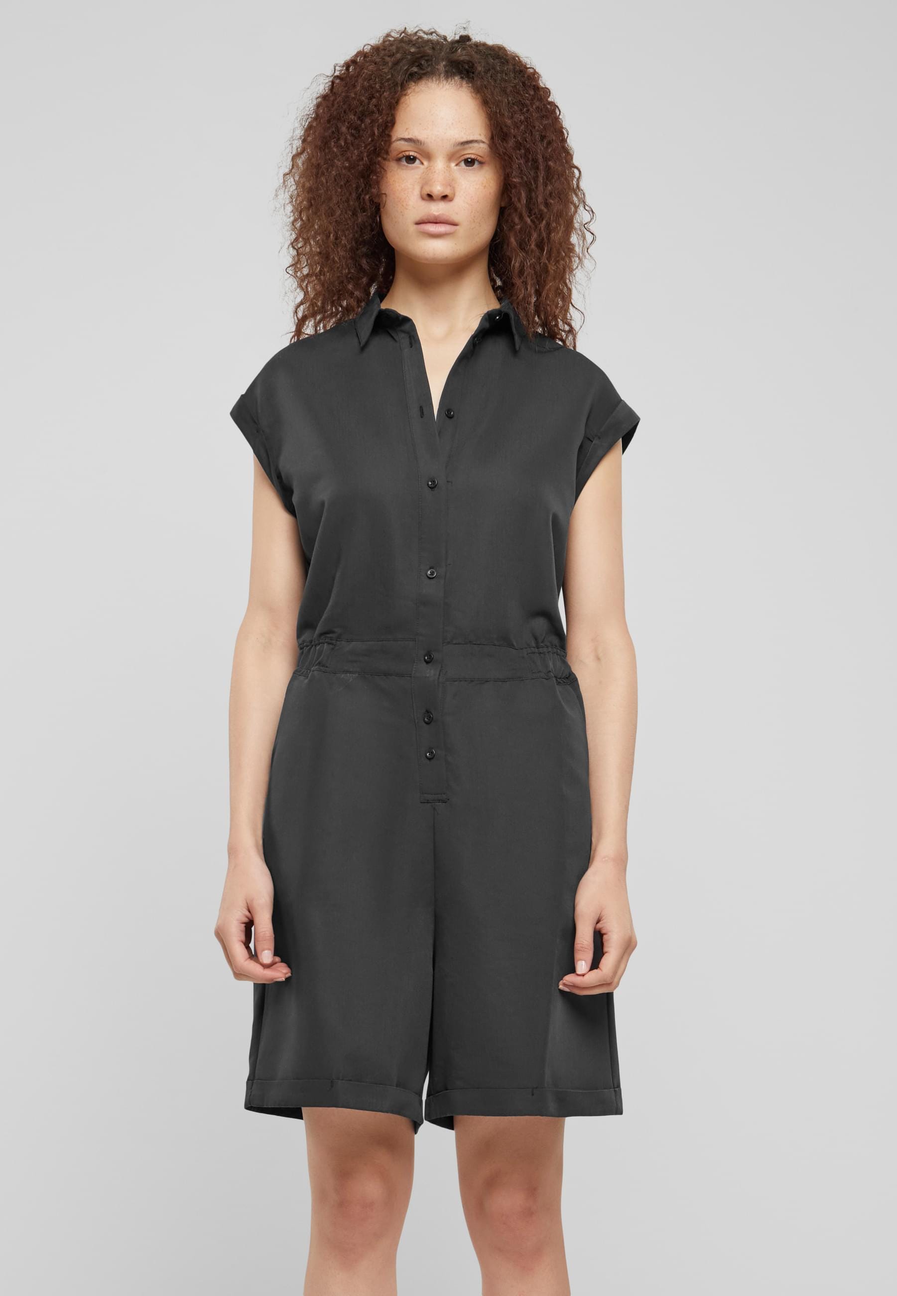 URBAN CLASSICS Jumpsuit »Urban Classics Damen Ladies Viscose Twill Jumpsuit«, (1 tlg.)