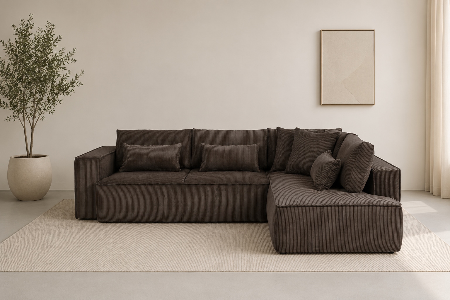 OTTO home Ecksofa "Tillian, Schlafsofa" Breite 294 cm, Breitkord, Sitzfläche mit Taschenfederkern