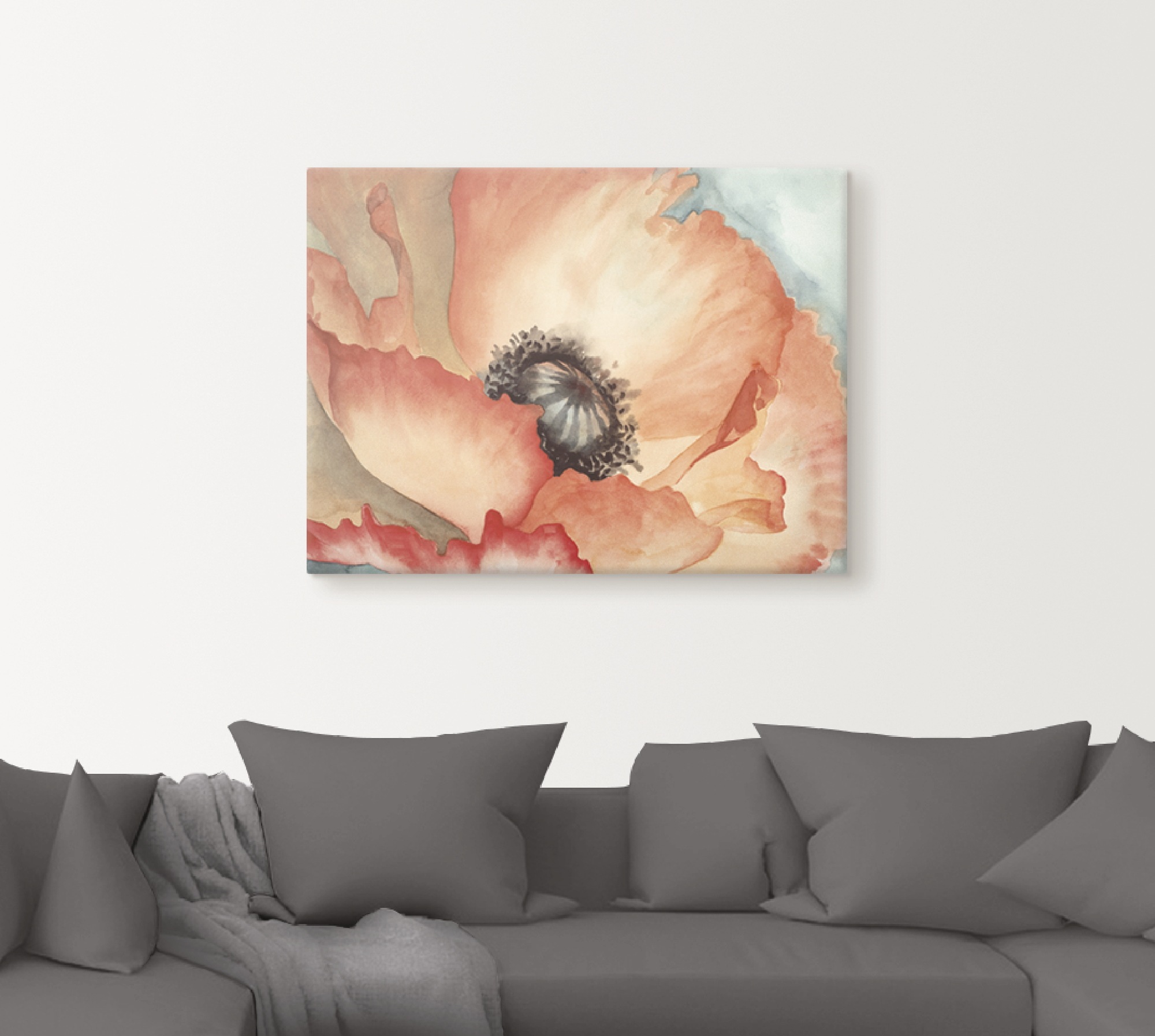 Artland Wandbild "Wasserfarben Mohn II" Blumen 1 Stk. tlg. auf Holzrahmen g günstig online kaufen