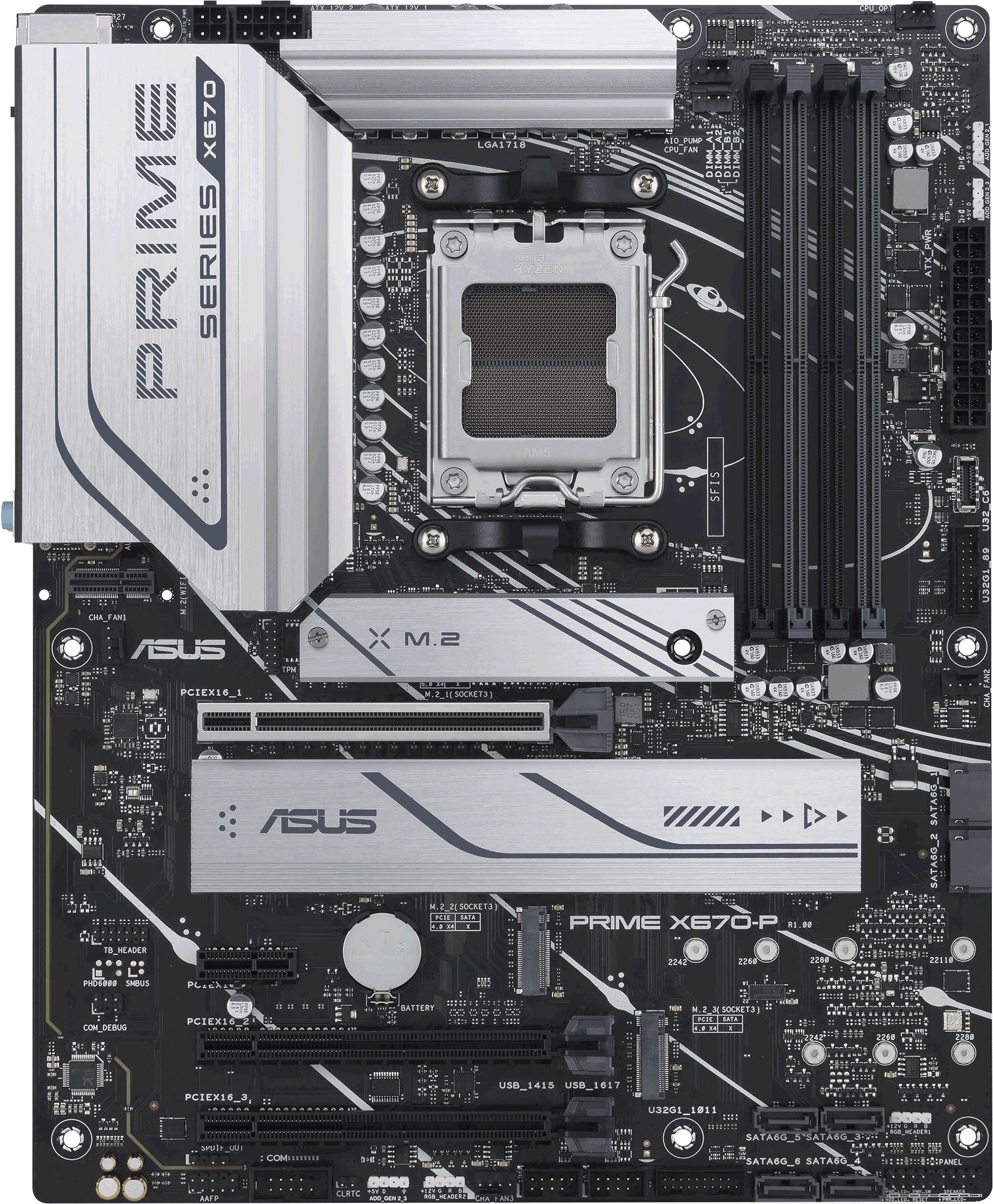 Asus Mainboard »PRIME X670-P«, ATX, PCIe 5.0, 3x M.2, DDR5-Speicher, USB 3.2 Gen 2x2 Typ-C