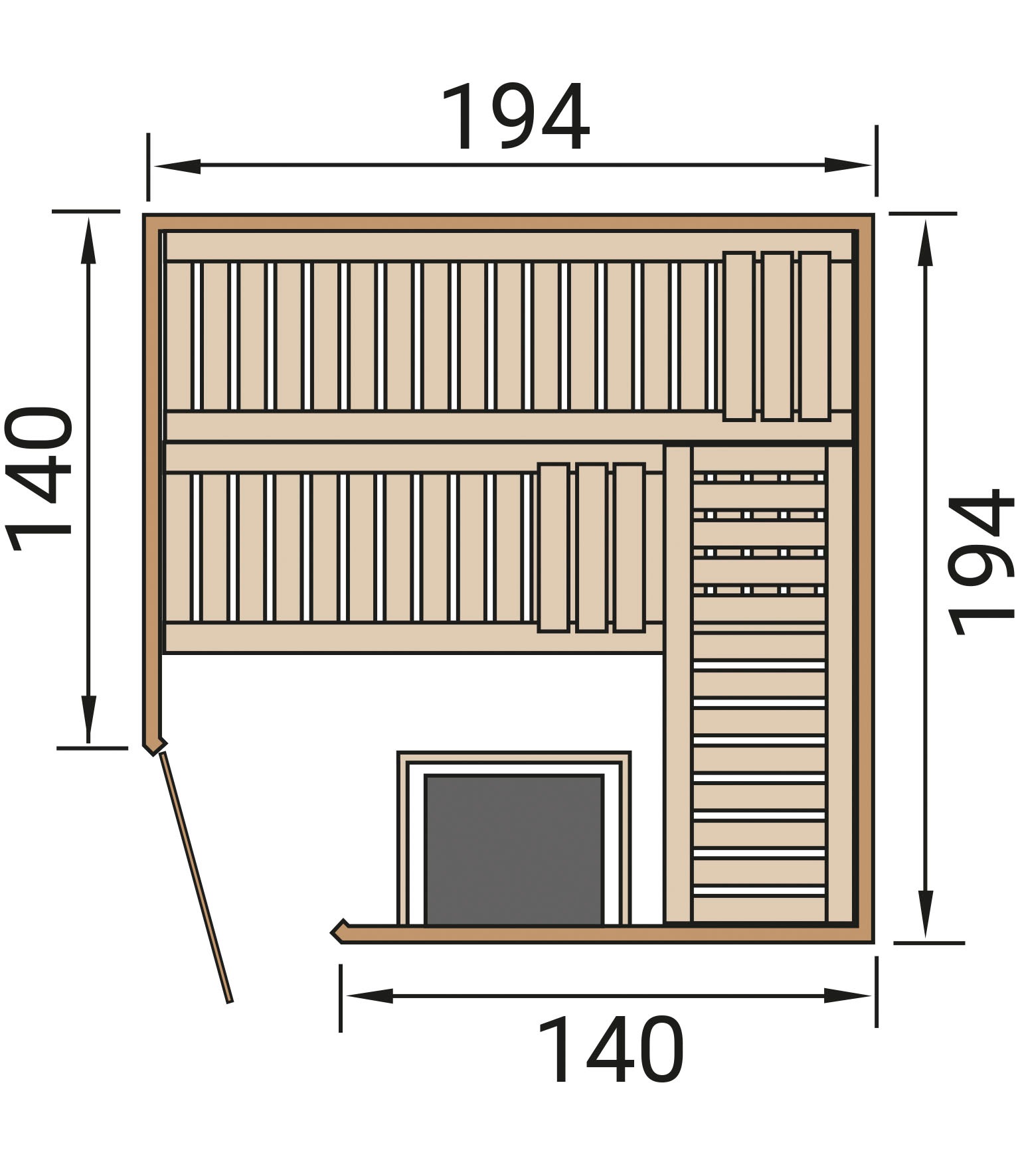 weka Sauna »Element-Ecksauna VARBERG 3«, vorgefertigte Elemente, moderne Ganzglastür