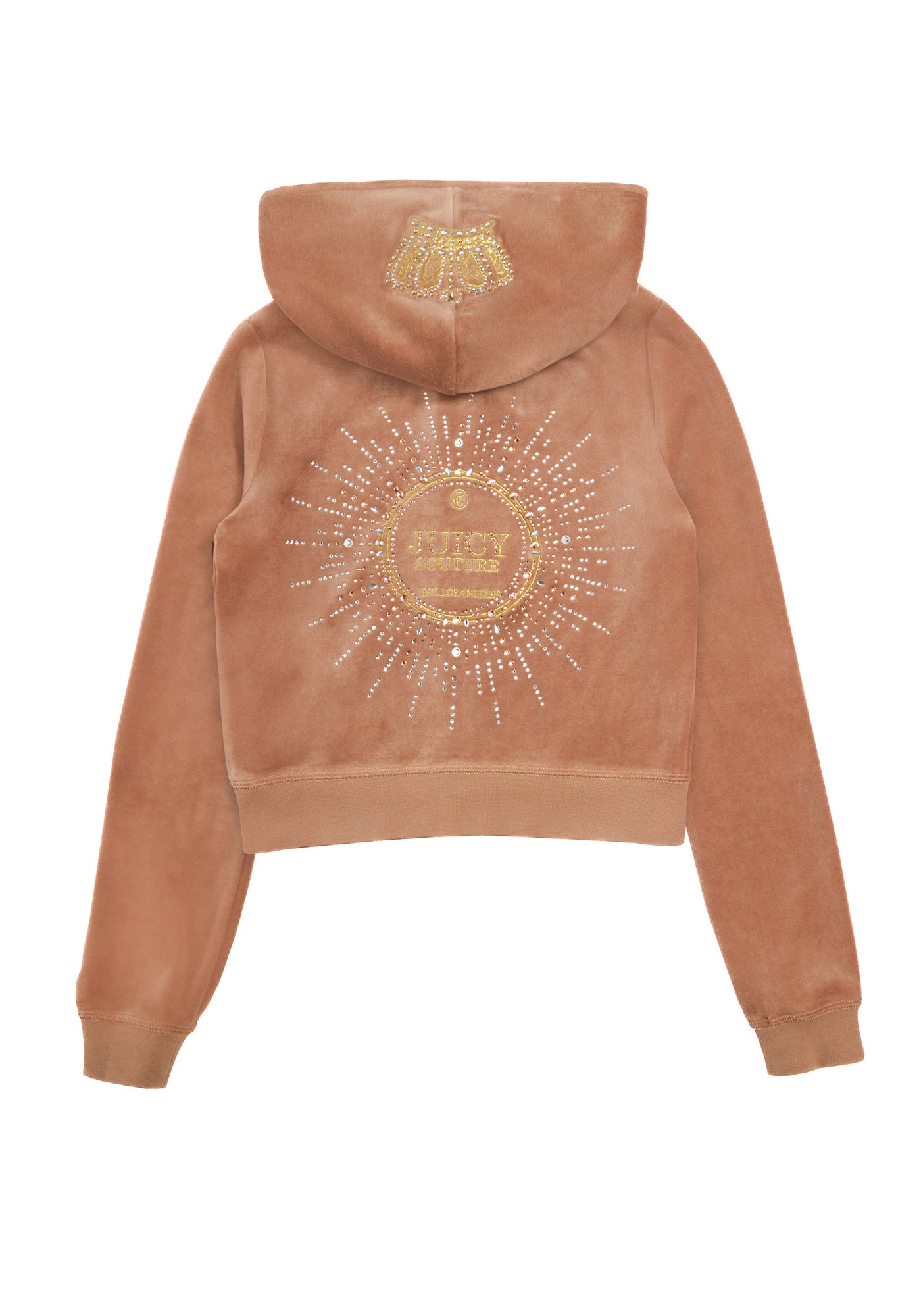 Juicy Couture Kapuzennickijacke »HERITAGE CROWN ROBYN HOODIE Damen«, mit Kapuze, Trainingsjacke Damen, Sweatjacke mit Kapuze, Velour, mit Glitzer, Sale