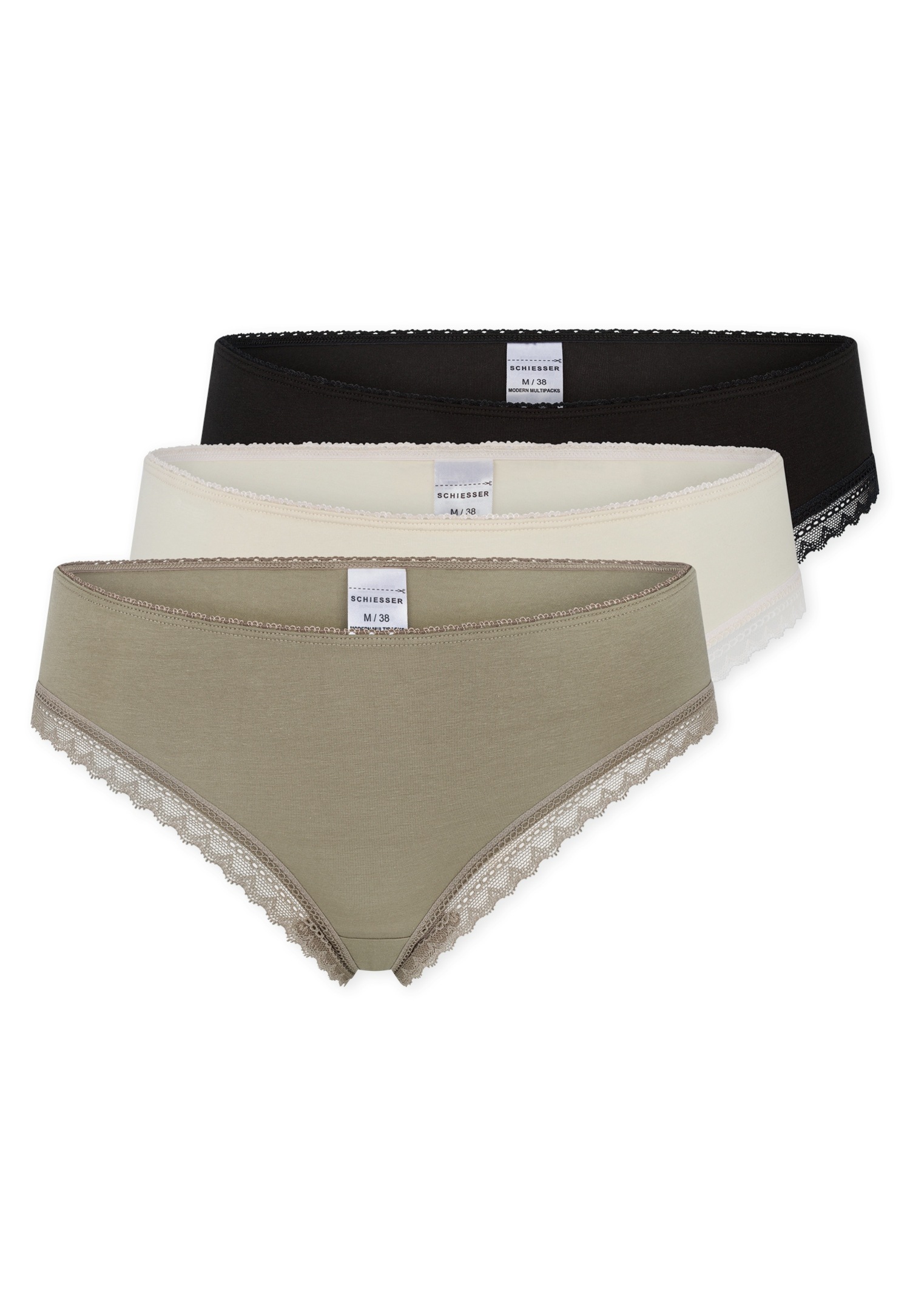 Schiesser String "Modern Multipacks" Spitzenbänder, Baumwollmischung, Single Jersey