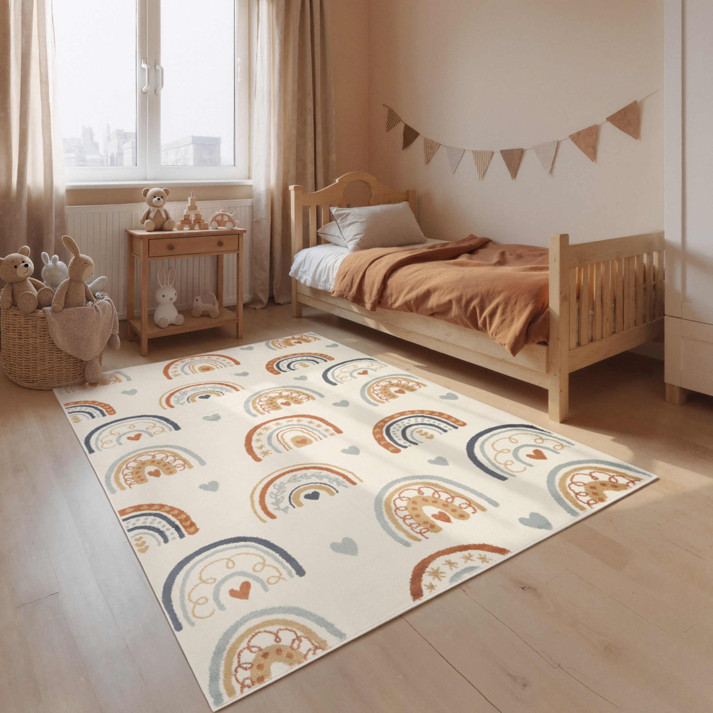 Kinderteppich HANSE HOME "Bowie", creme multifarben, B:120cm H:10mm L:170cm, Polypropylen, Teppiche, Kinderteppich, Pflegeleicht, Weich, Kinderzimmer, Spielteppich, Spielunterlage