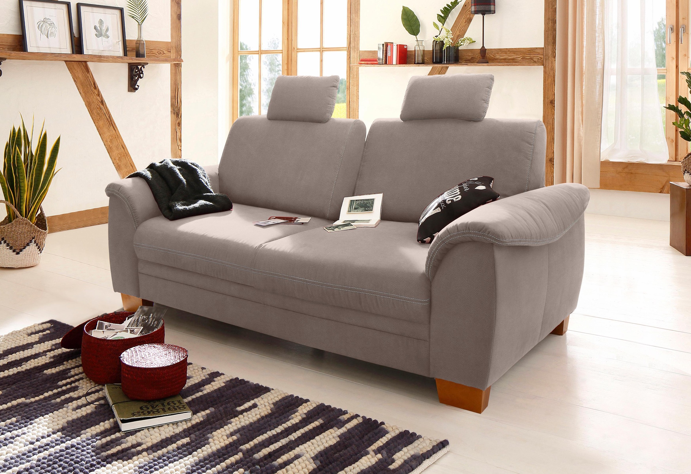 Home affaire 3-Sitzer "Husum" mit Sitztiefenverstellung, Kontrastnaht und F günstig online kaufen