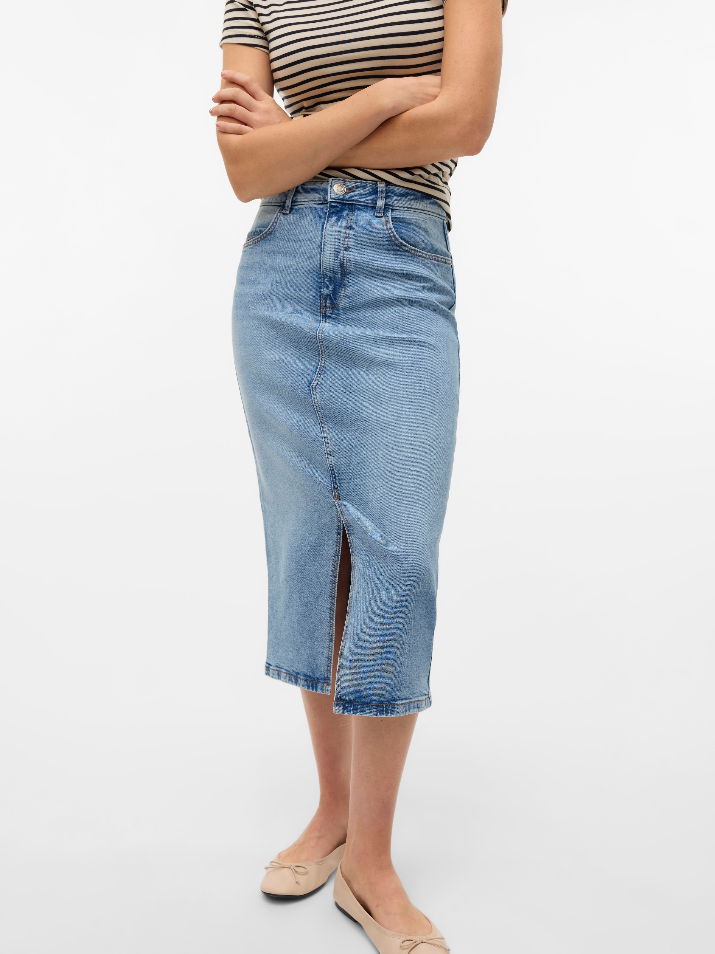 Vero Moda Jeansrock "VMNATALIE HR MIDI DNM SKIRT MIX NOOS" günstig online kaufen