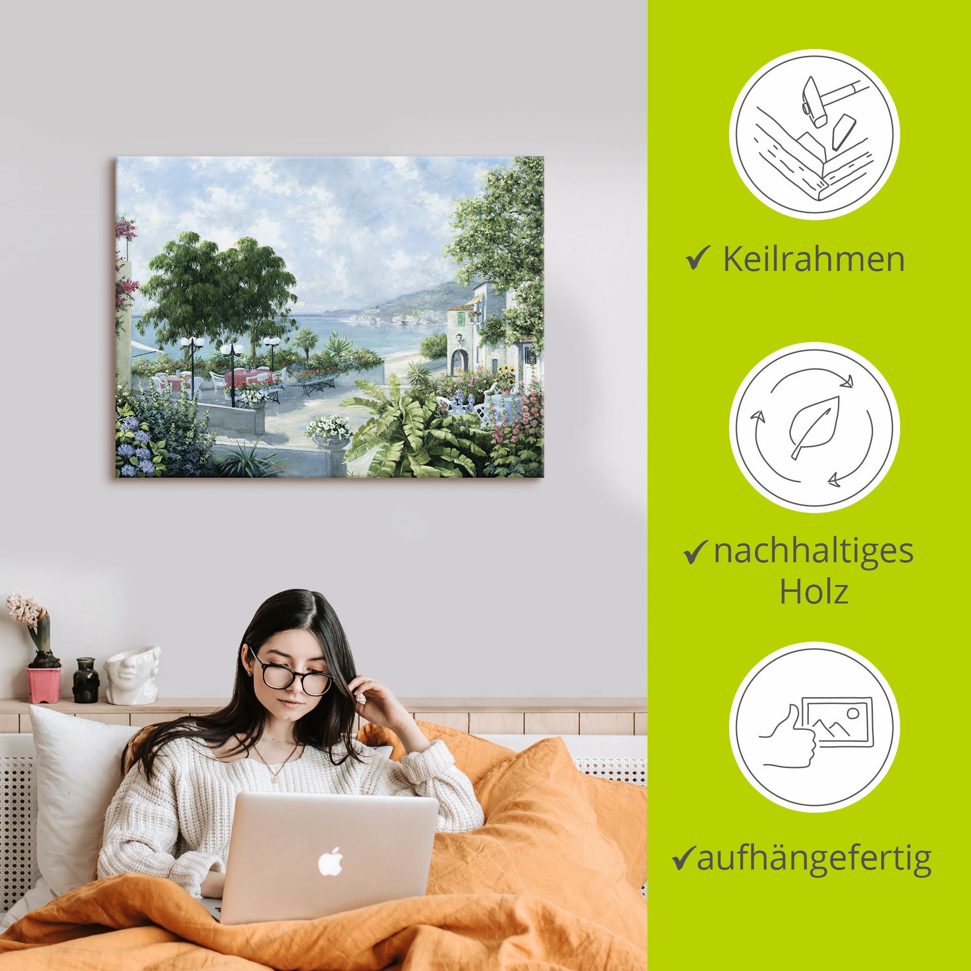 Artland Wandbild »Ozeansicht«, Garten, (1 St.), als Leinwandbild, Poster in verschied. Größen