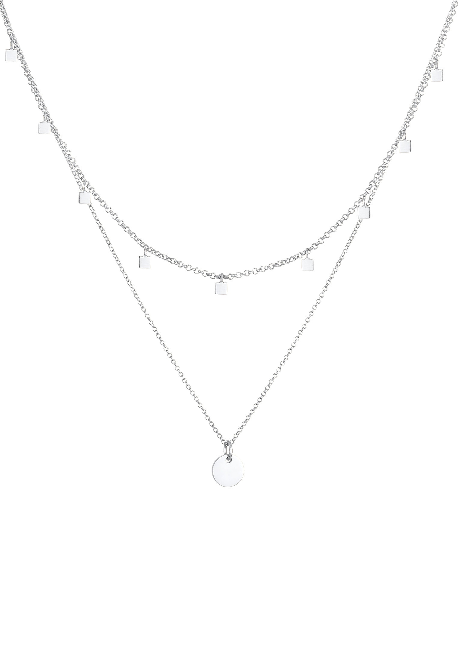 Elli Ketten-Set »Set Erbskette Plättchen Quadrat (2 tlg) 925 Silber«