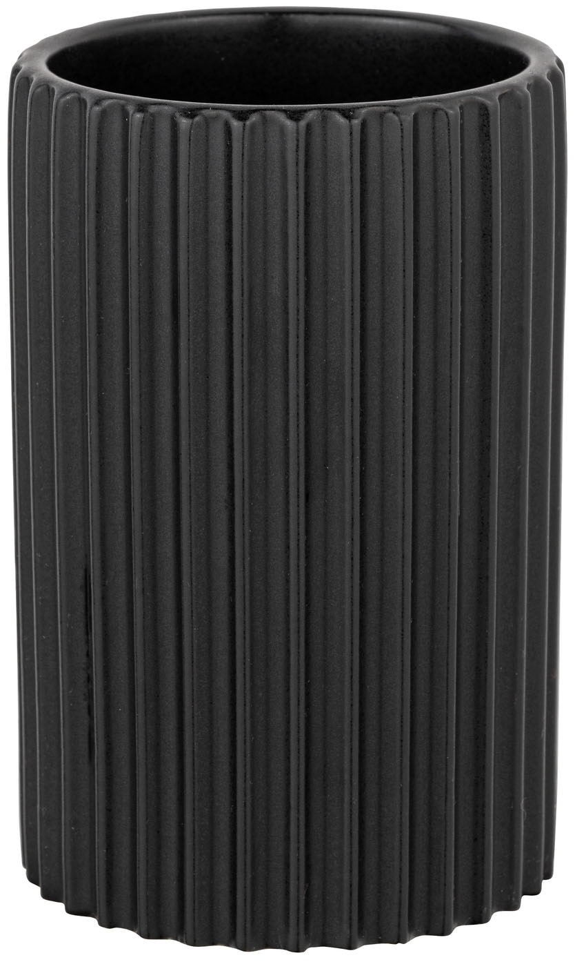 SCHÖNER WOHNEN-Kollektion Badaccessoire-Set »»Soliera««, (Set, 3 tlg.), Zahnputzbecher, Seifenspender & WC-Garnitur, Keramik, Rillenstruktur