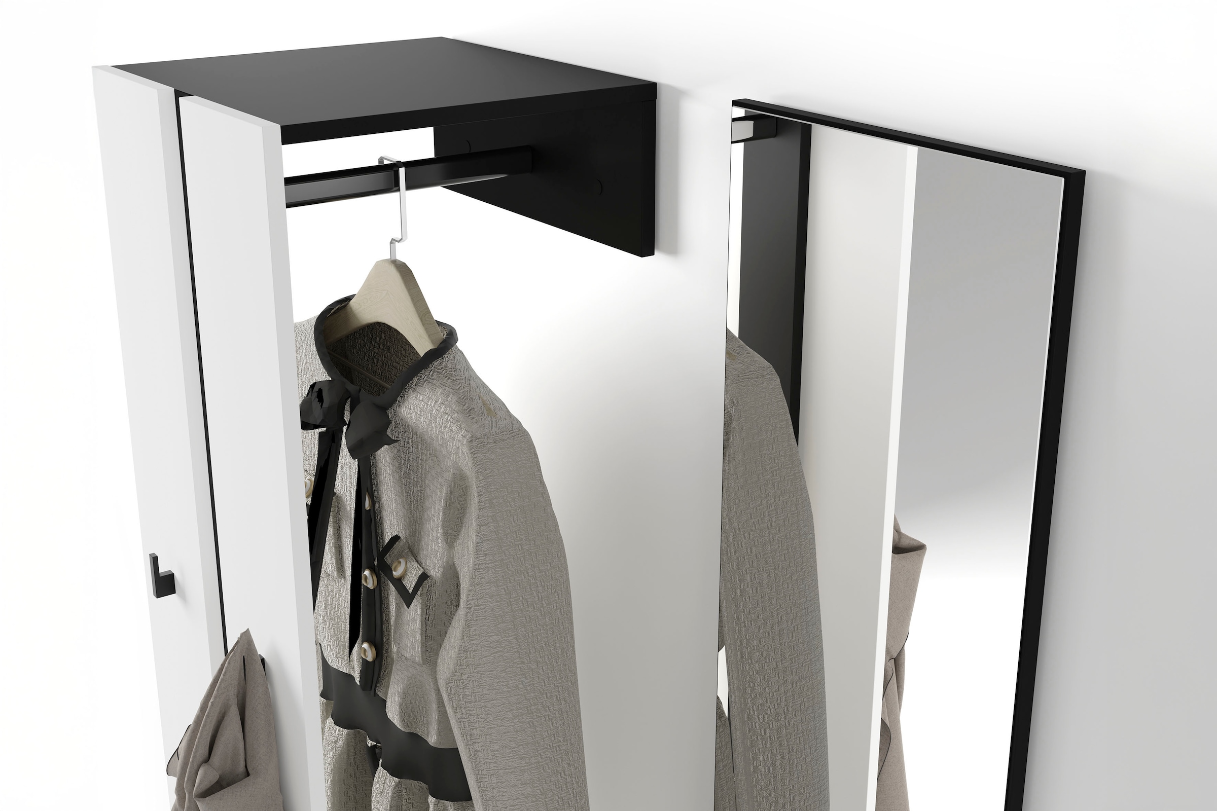 byLIVING Kompaktgarderobe »Dielen - Set Nante« 2 Stk. tlg. maximale Ordnung auf wenig Fläche mit Spiegel, Kleiderstange und Haken