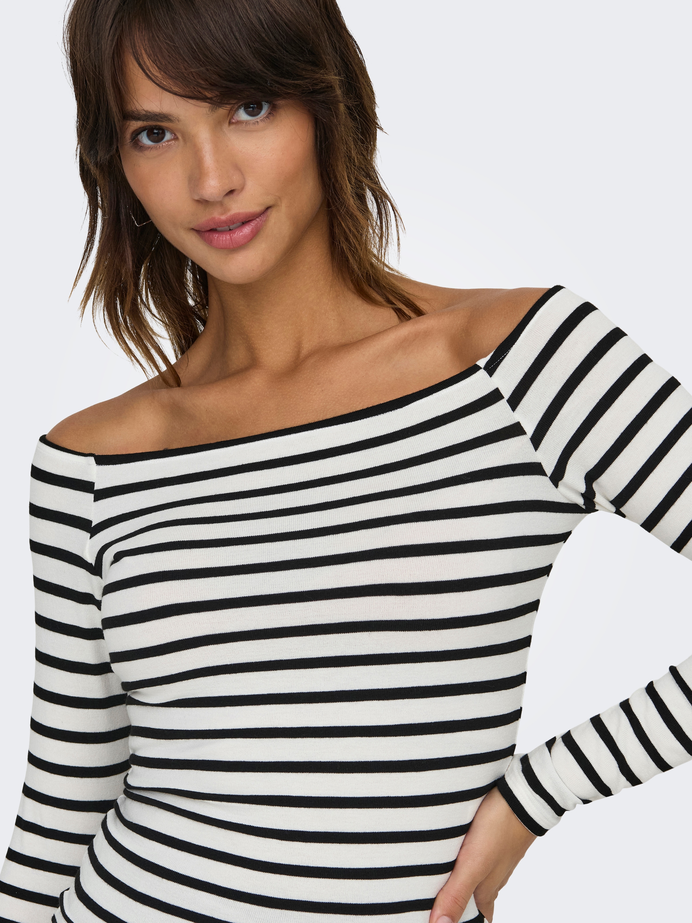ONLY Langarmshirt »ONLGLAMOUR L/S BOAT NECK TOP BOX CC JRS«
