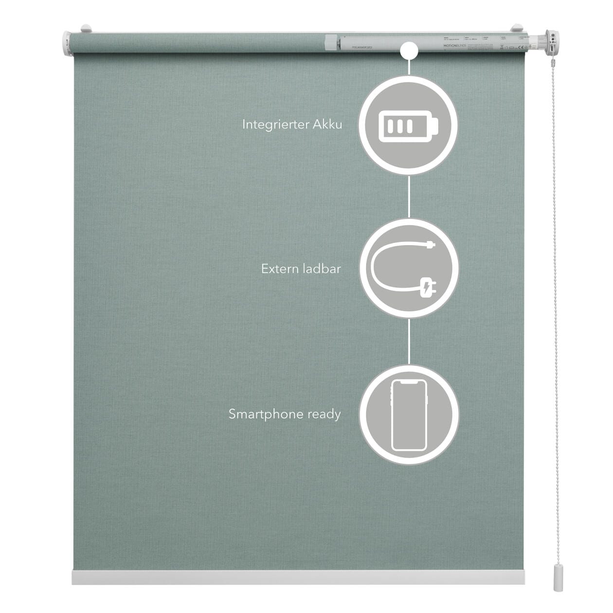 LICHTBLICK ORIGINAL Rollo »Klemmfix, ohne Bohren«, blickdicht, Blendschutz-Sichtschutz, mit Bohren/ohne Bohren, freihängend, Steuerbar mit Bluetooth-App, integrierter Elektromotor und Akku