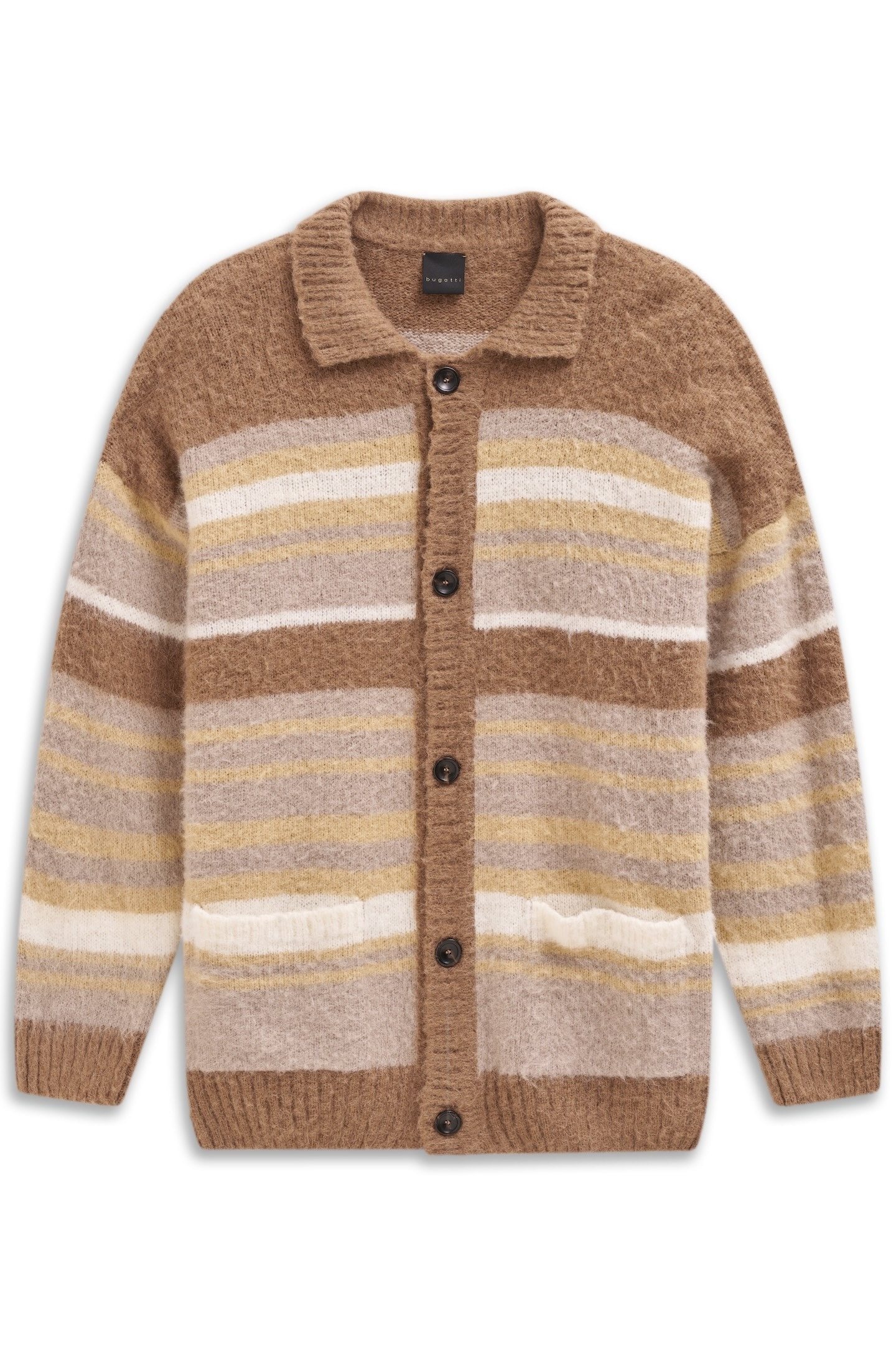 bugatti Cardigan »Regular Fit«, gestreift mit Knopfleiste & Kragen