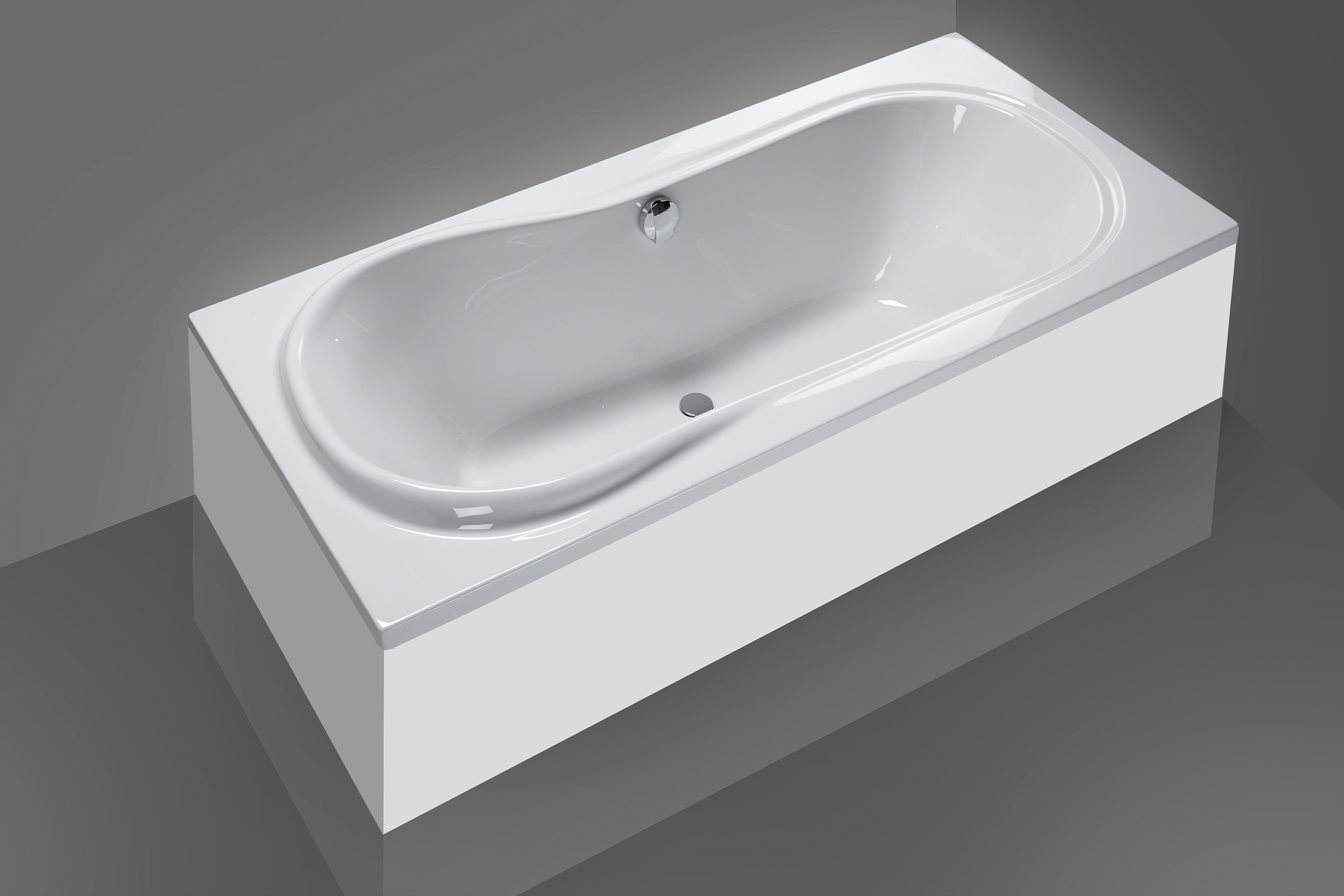 Badewanne OTTOFOND, B:90cm H:58cm L:190cm T:90cm, weiß, Sanitäracryl, Badewannen, "Palma", mit Wannenträger und Ablaufgarnitur