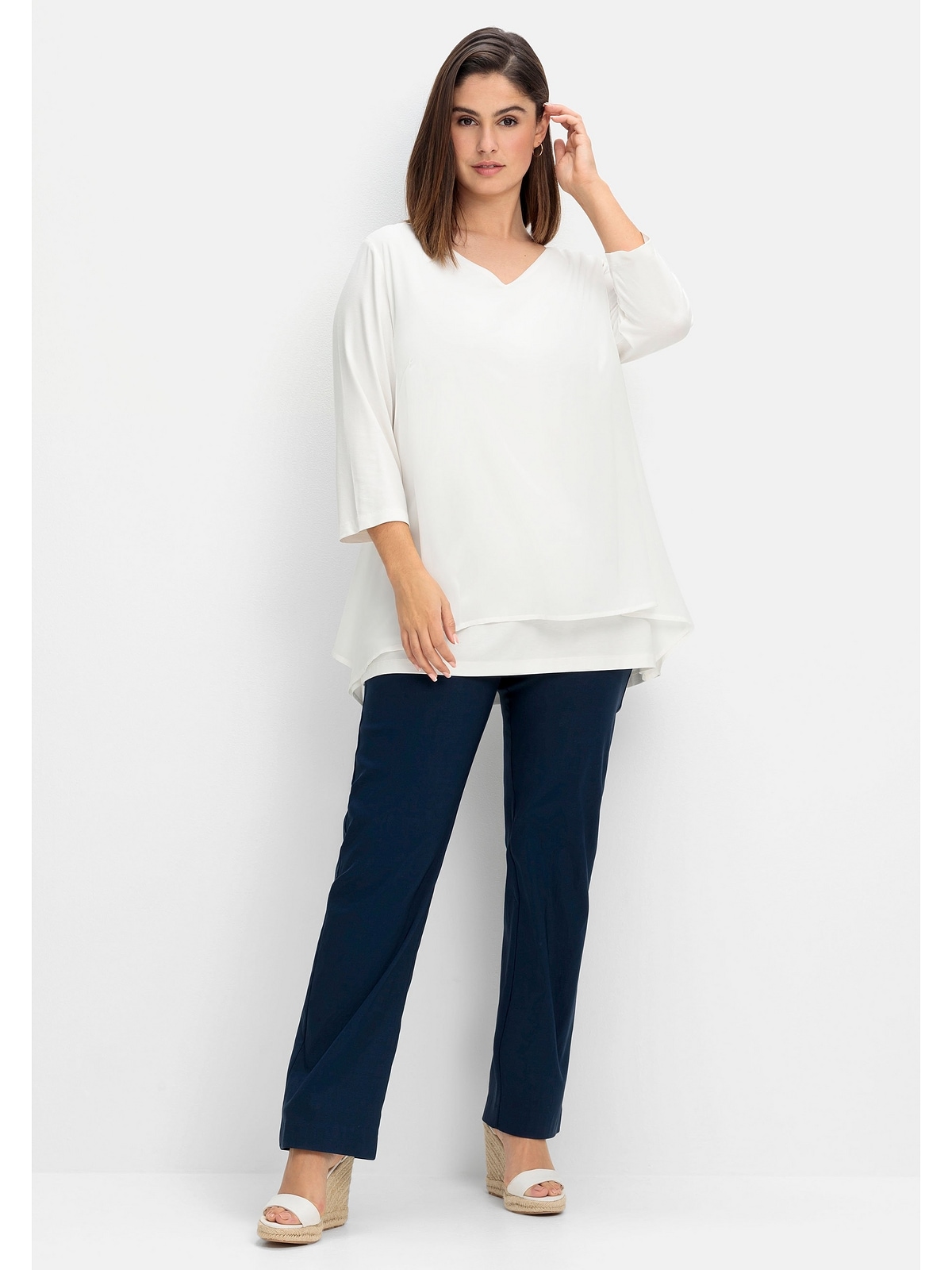 Sheego 3/4-Arm-Shirt »Große Größen«, mit Chiffon-Oberteil