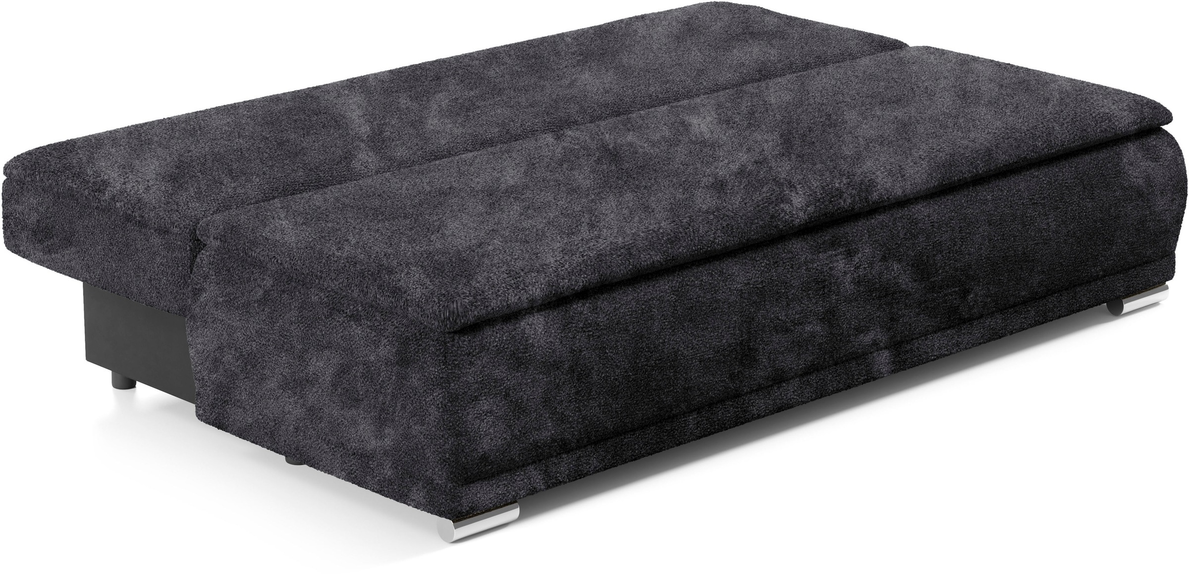 WERK2 Schlafsofa »Biggi, komfortabel & elegant, Schlaffunktion, Bettkasten, Breite 260cm«, inkl. losen Kissen, Bouclé APHRODITE, Anthrazit