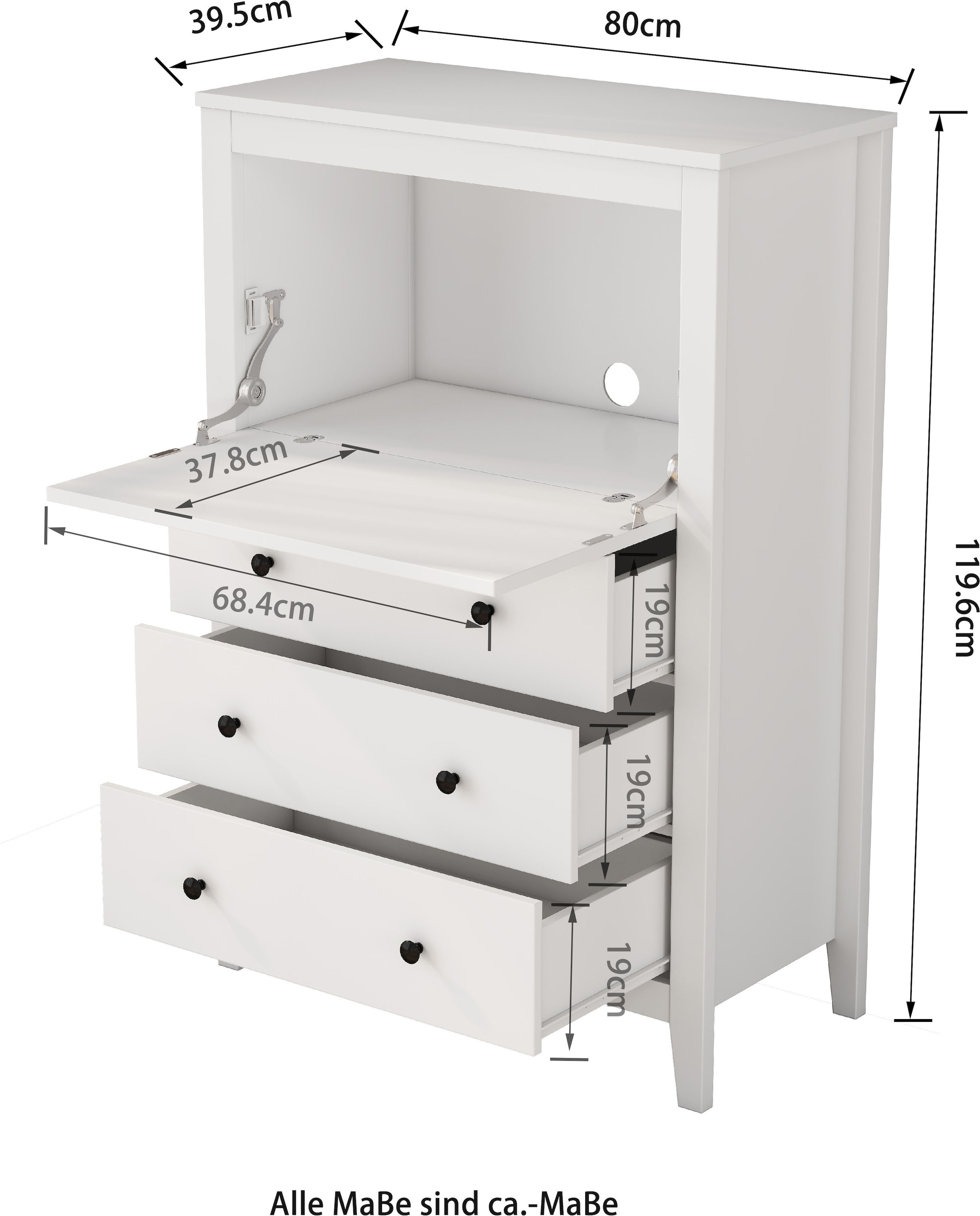 OTTO home Sekretär im Landhausstil,  (B/T/H): 80/39,5/119,6 cm