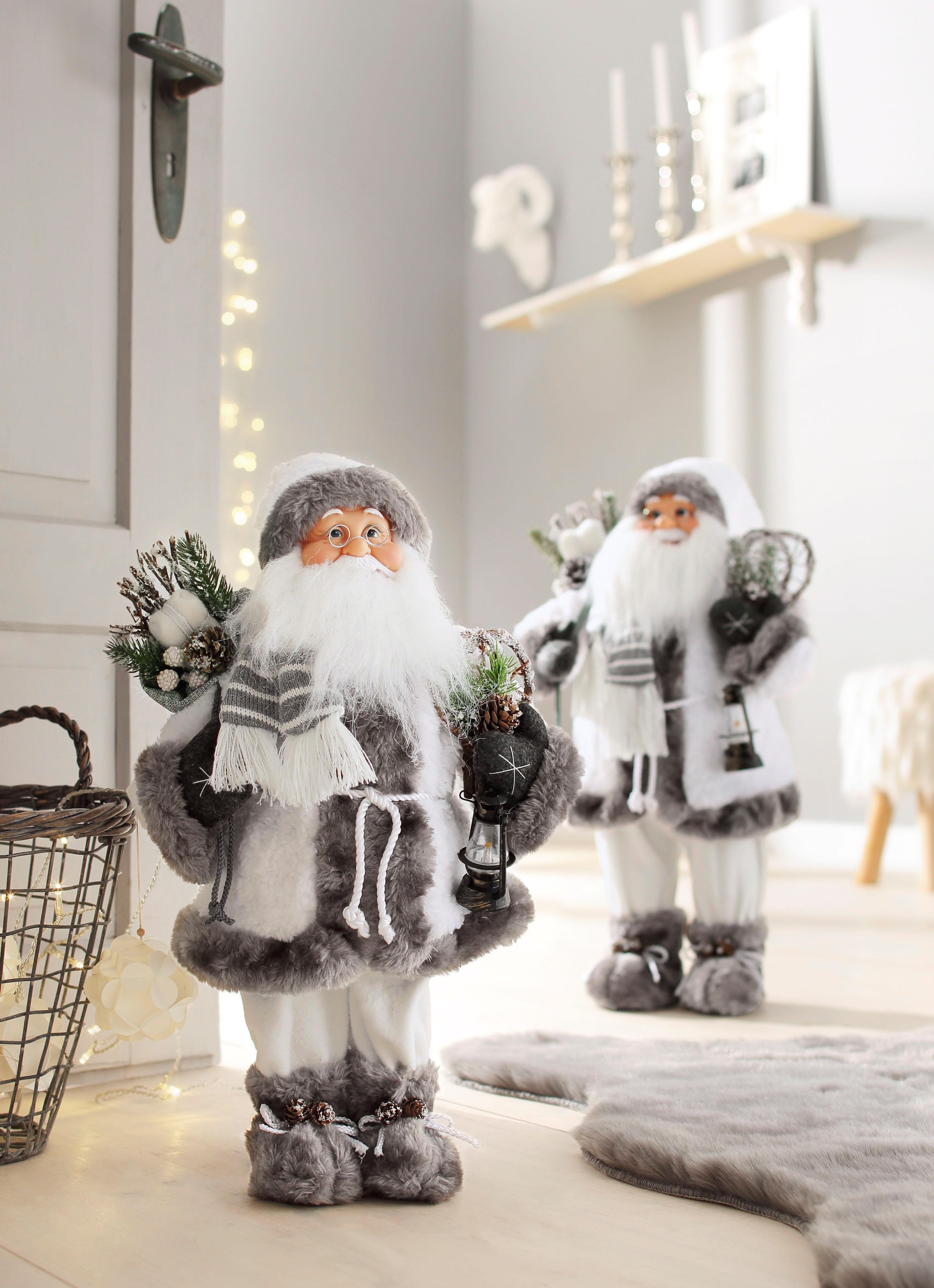 - HOMECOLLECTION weißem | und Weihnachtsmann mit »Santa bestellen Mantel Laterne«, HOSSNER Weihnachtsdeko BAUR