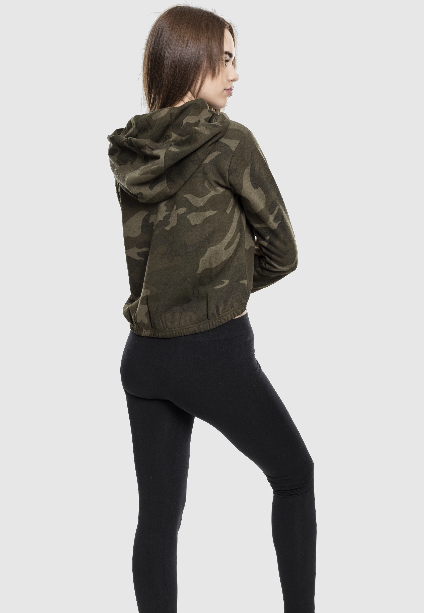 URBAN CLASSICS Rundhalspullover »Urban Classics Damen Ladies Camo Cropped Hoody« 1 Stk.