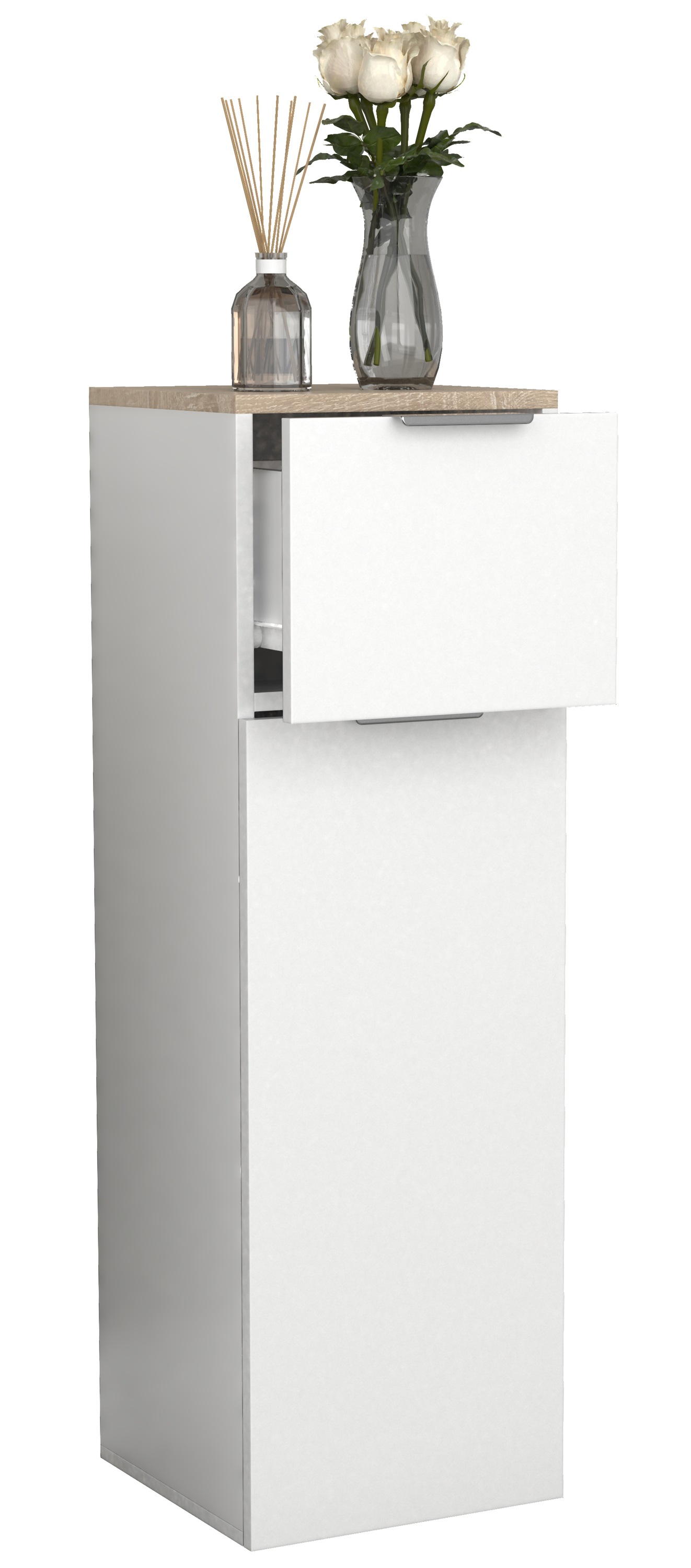 Midischrank VCMweiß, sonoma, eiche, Badezimmer, Schränke, "Badmöbel Midischrank Badschrank Schublade Donali"