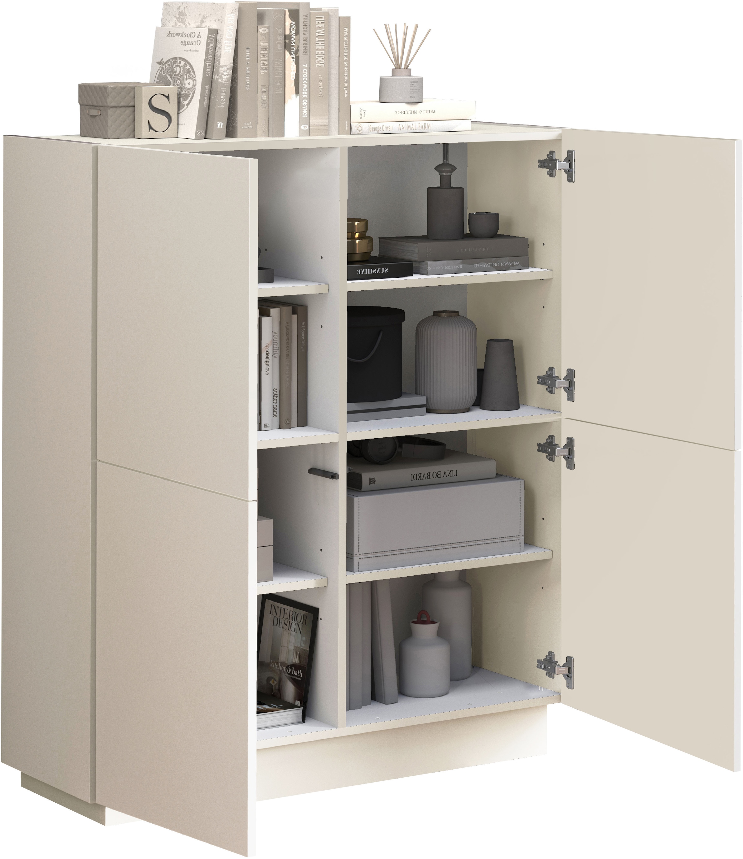 INOSIGN Highboard »VELA, Highboard, Höhe 120 cm,Design mit schrägen Türen«, (1 St.), Made in Italy, Maße-B/T/H: 100x35x120,hohes Sideboard,Anrichte,Kommode