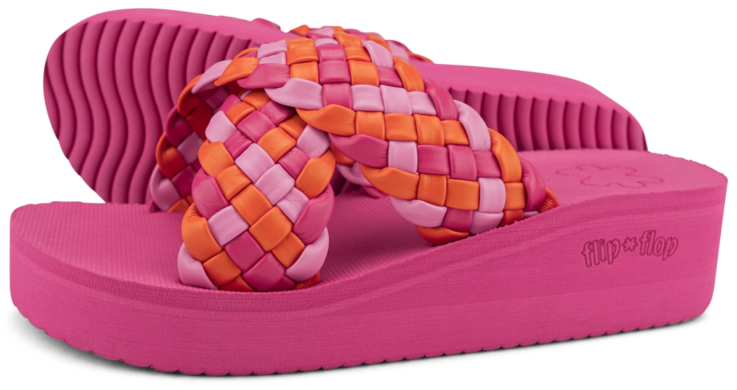 Flip Flop Pantolette »wedgy*cross«, Plateau, Sommerschuh, Schlappen mit geflochtener Bandage