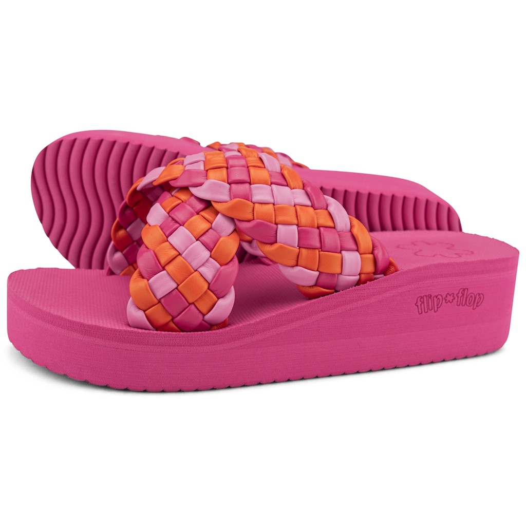 Flip Flop Pantolette »wedgy*cross«, Plateau, Sommerschuh, Schlappen mit geflochtener Bandage