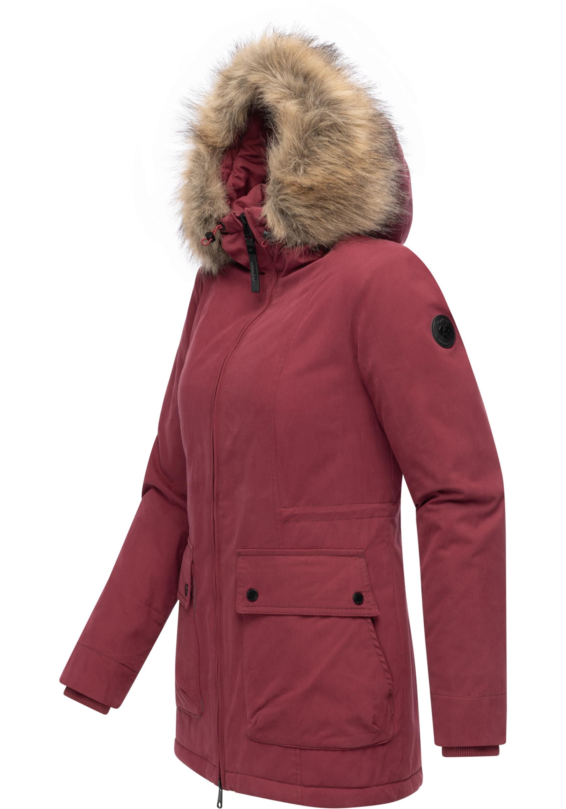 Ragwear Kurzmantel »Monadetta Warm«, Kurzer Wintermantel mit Kunstfellbesatz