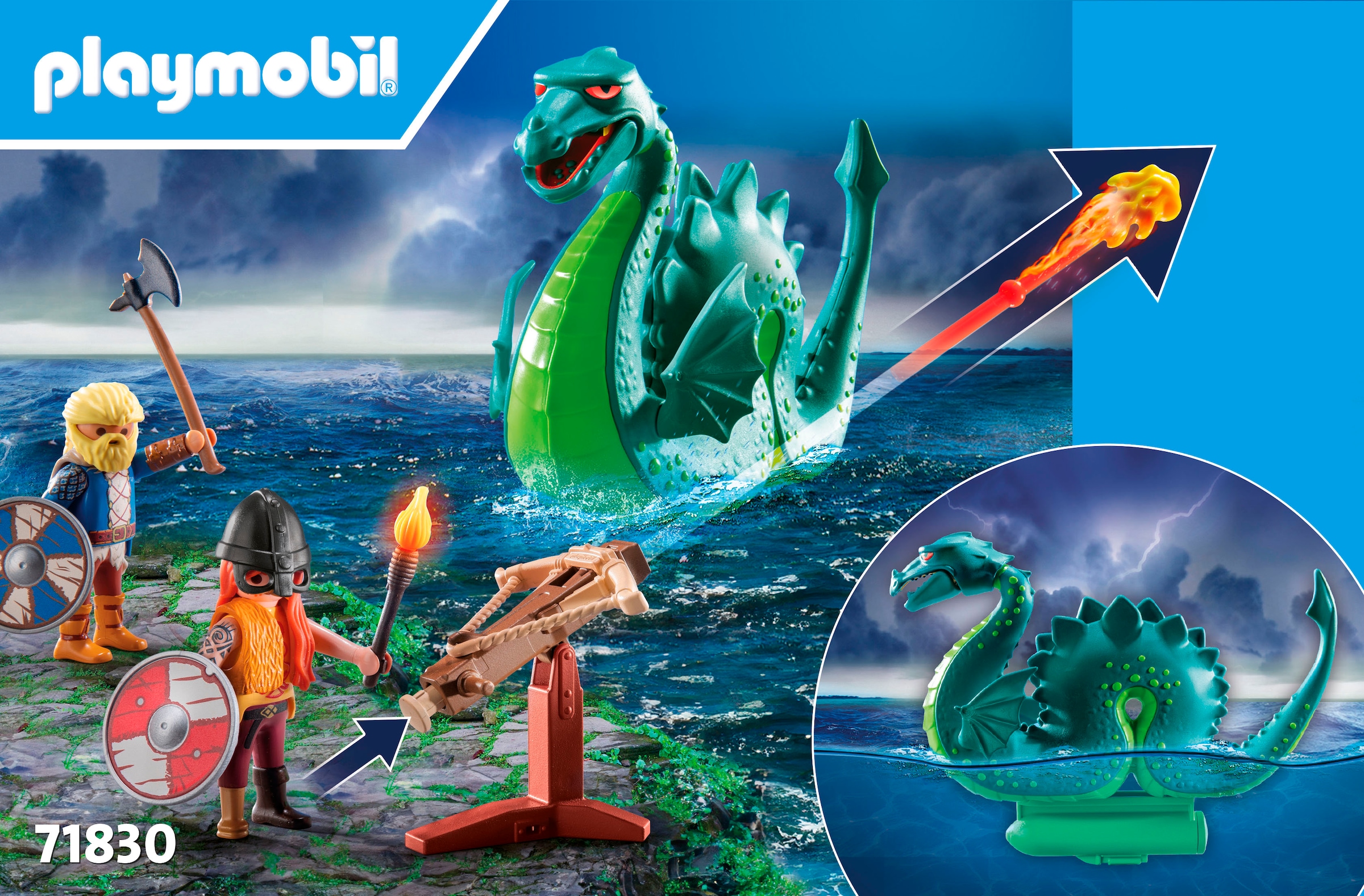 Playmobil® Konstruktions-Spielset »Wikinger mit Seeungeheuer (71830), Playmobil History« Made in Europe