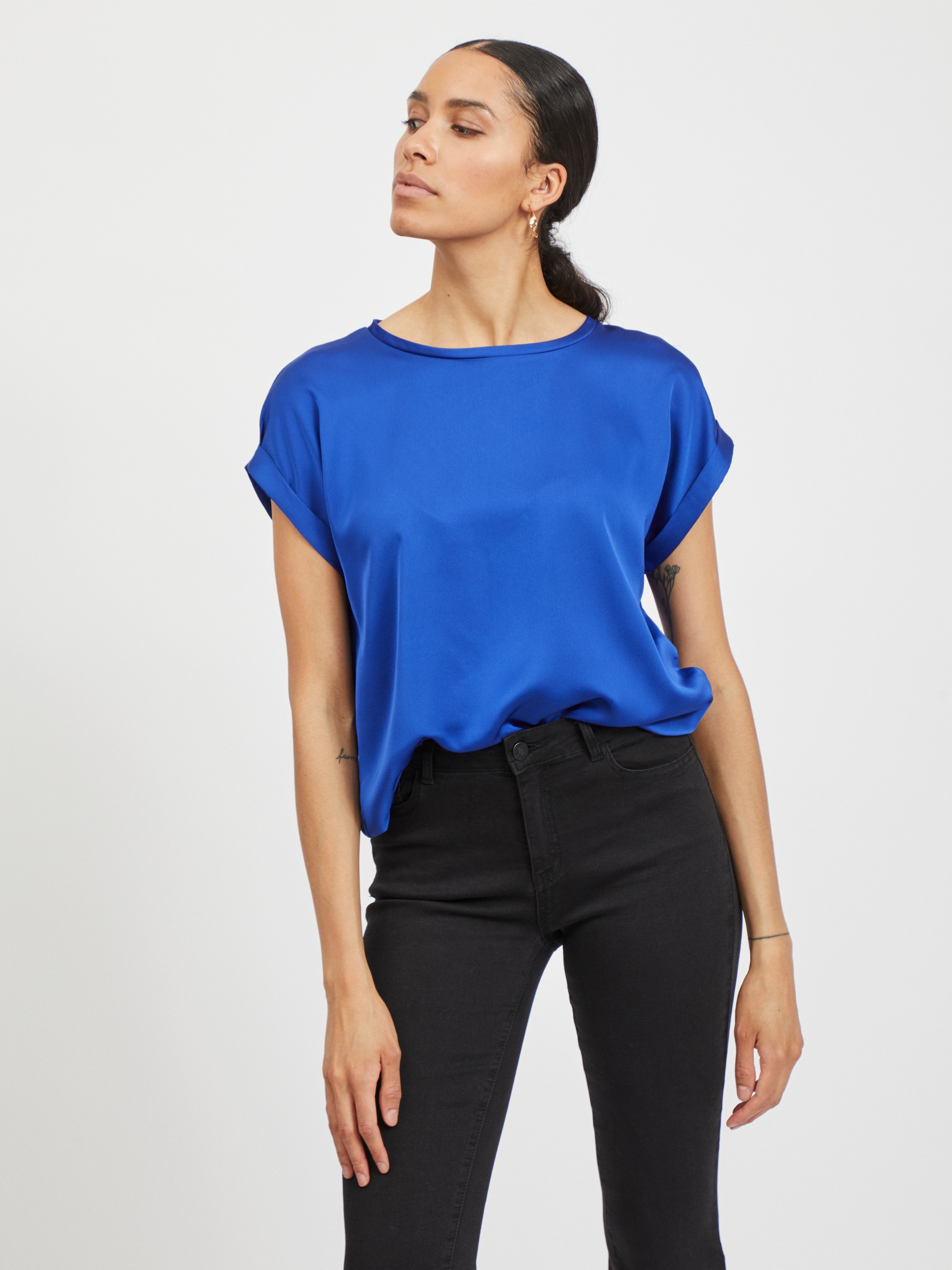 Vila "VIELLETTE S/S SATIN TOP - NOOS" Satin Optik günstig online kaufen