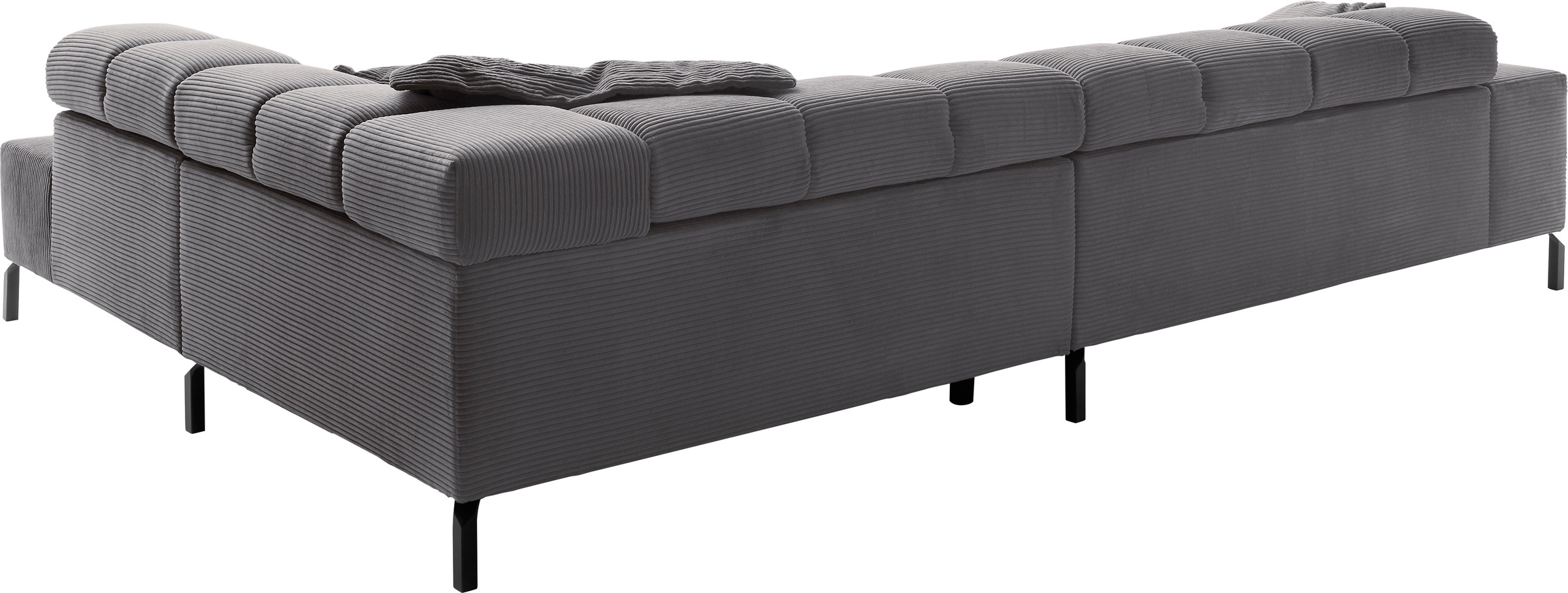 INOSIGN Ecksofa »Ancona New, wahlweise motorische Sitztiefenverstellung, auch in Cord«, feine Steppung, mit Kopfteilverstellung, 3 Zierkissen, L-Form