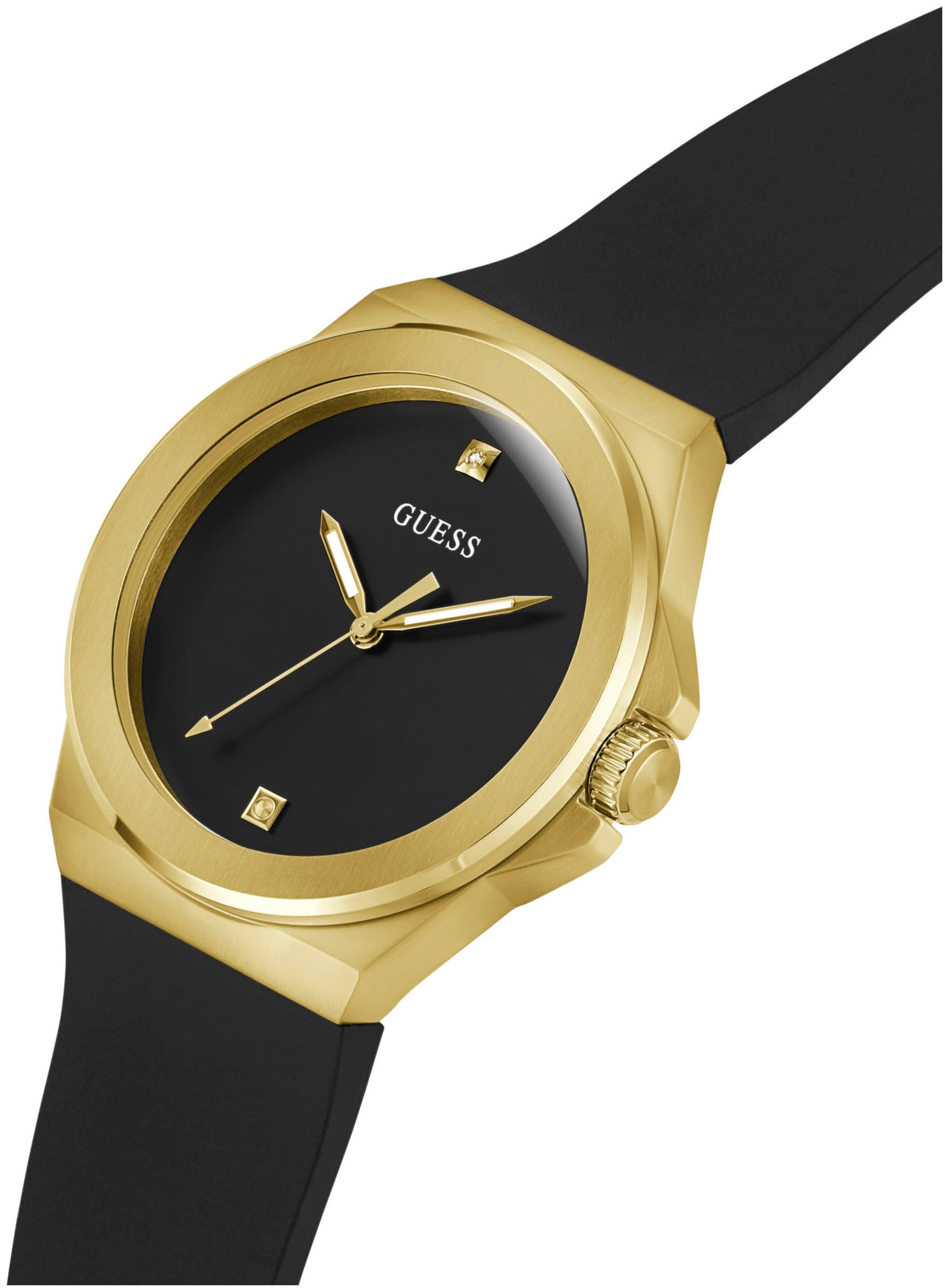 Guess Quarzuhr »VINYL«, Armbanduhr, Herrenuhr, Silikonarmband, Mineralglas, analog