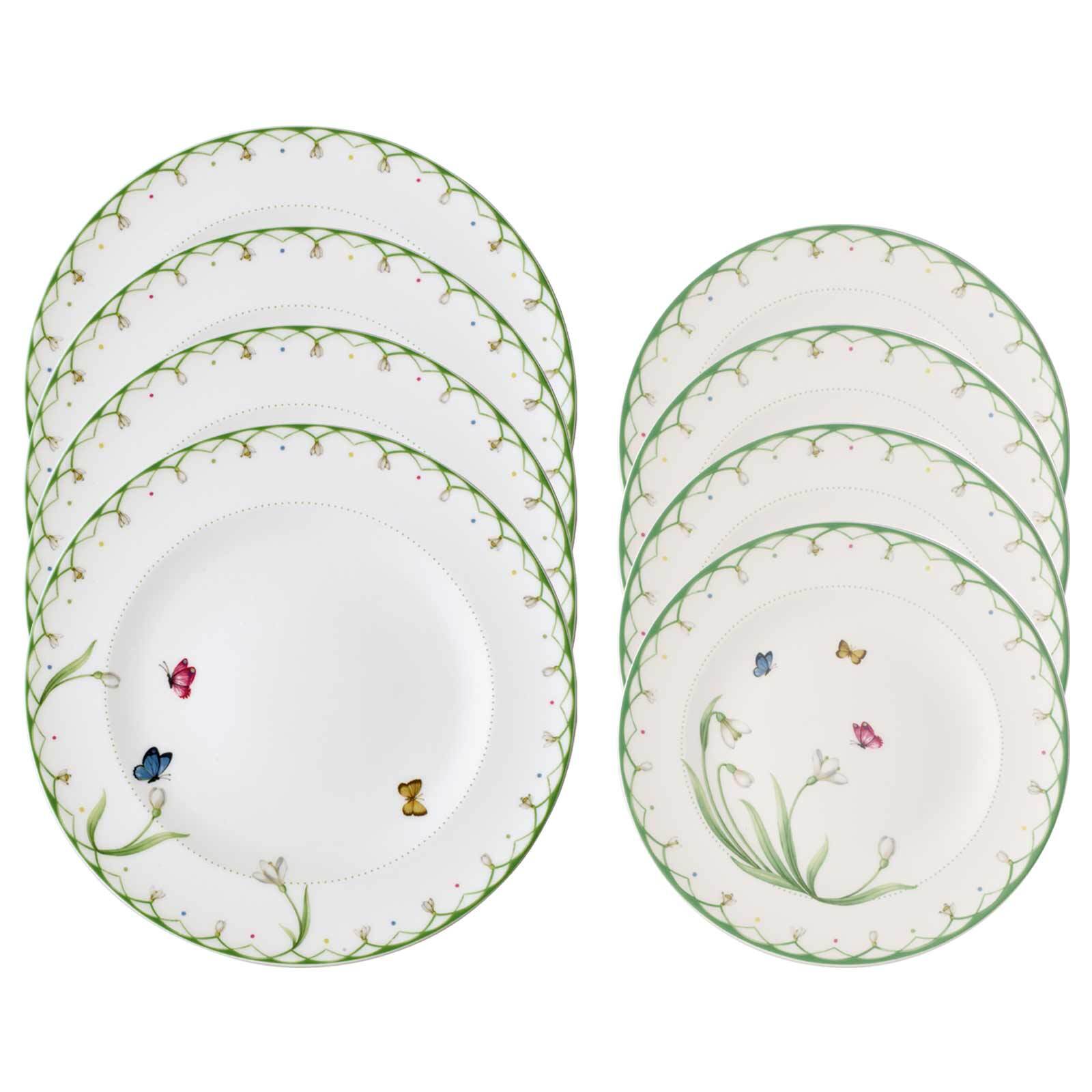 Villeroy & Boch Geschirr-Set "Teller-Set Colourful Spring 8er Set bunt" Spülmaschinengeeignet, Mikrowellengeeignet
