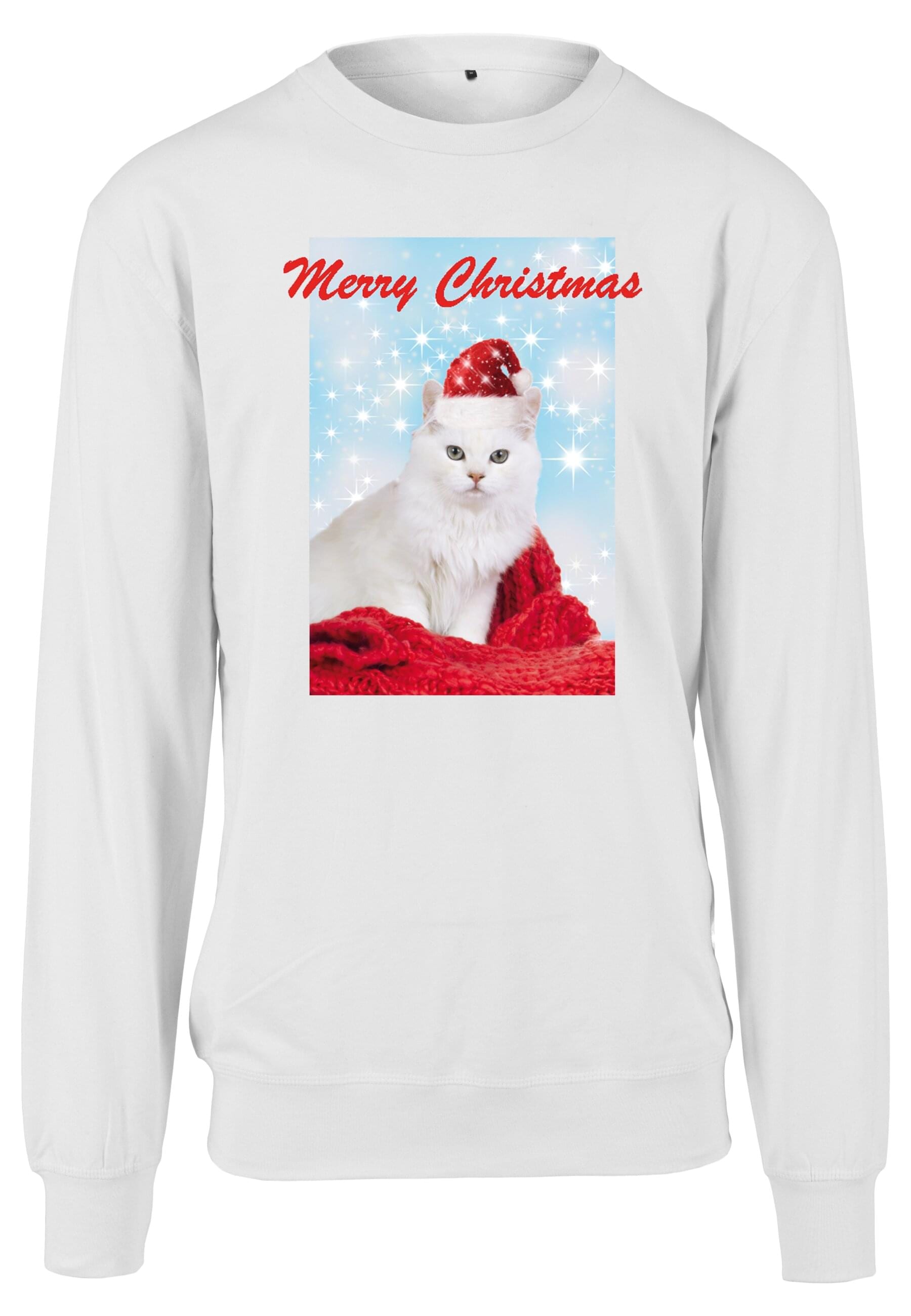 MisterTee Sweater »MisterTee Damen Ladies Merry Christmas Cat Crewneck«