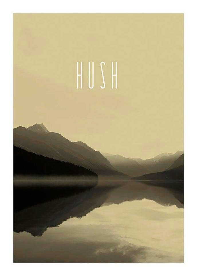 Bild KOMAR "Word Lake Hush Sand", bunt (farbe bild(er): bunt), B:30cm H:40cm, Holz, Papier, Bilder, Bild, Wandbild zur Dekoration - ohne Rahmen