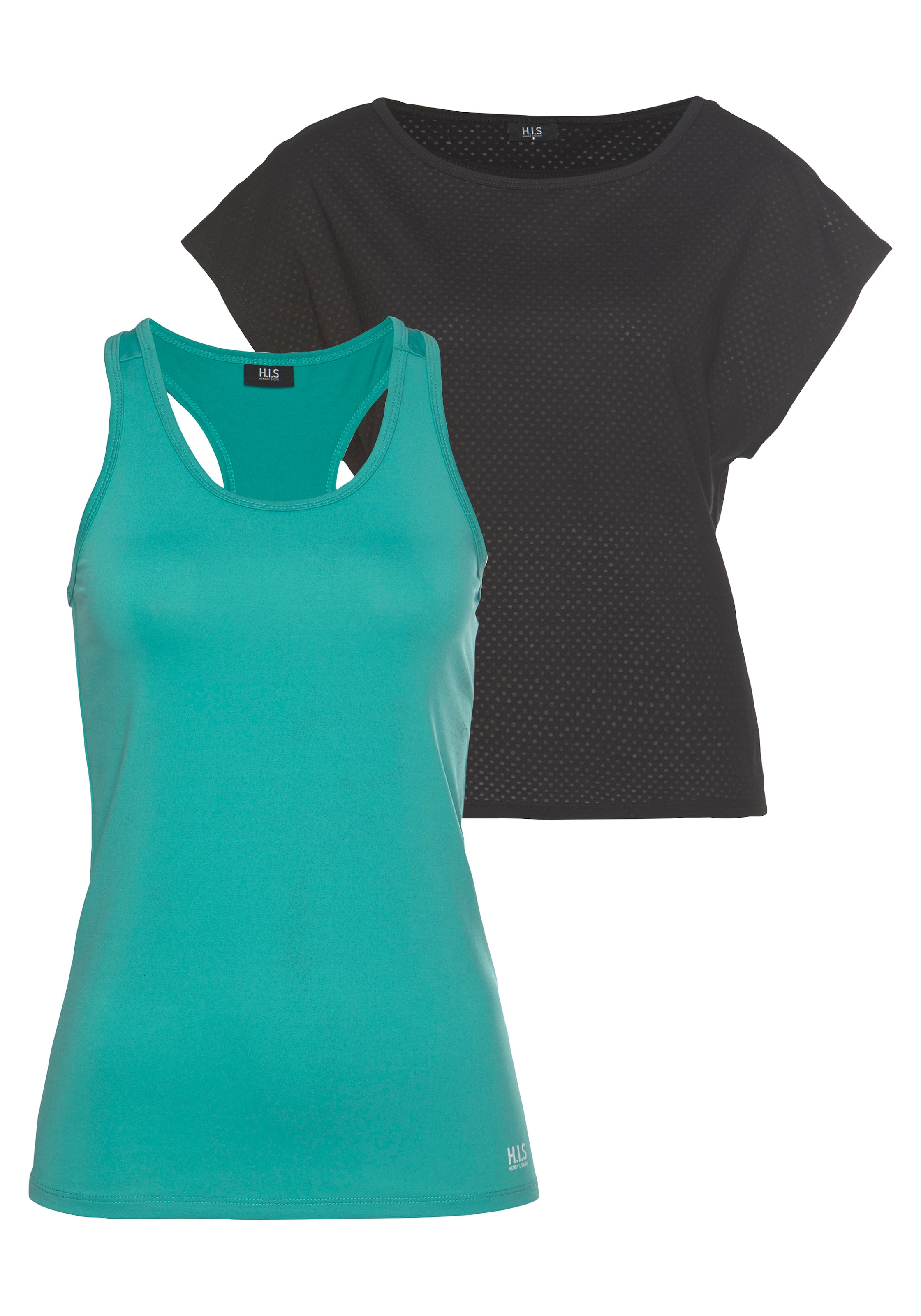 H.I.S Trainingsshirt "2-tlg. Shirt & Top" Spar-Set, 2 Stk. Kurzarm, bequeme Passform, sportlich, atmungsaktives Material
