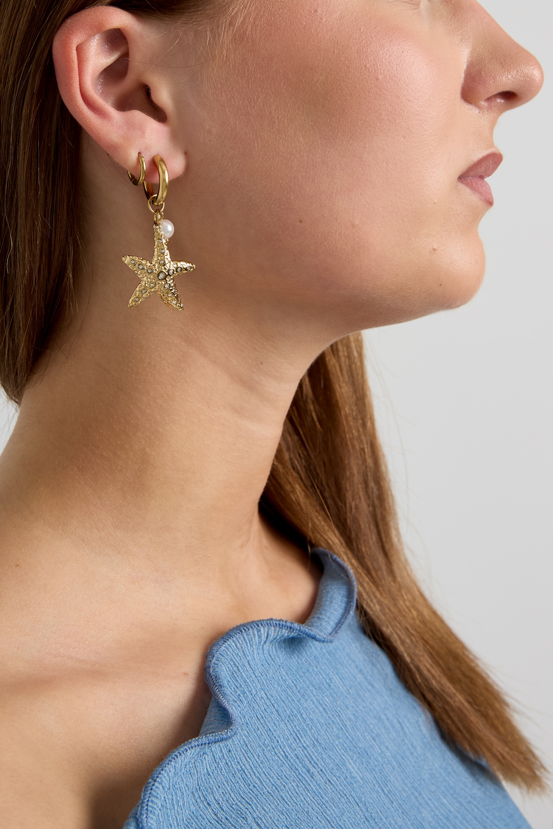 Adelia´s Paar Ohrhänger »Ohrringe Ohrhänger goldfarben mit Seestern und Perle« Trendiger Modeschmuck mit funkelndem Seesternanhänger