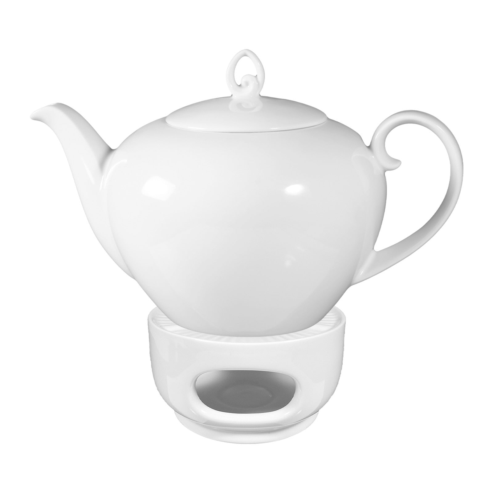 Seltmann Weiden Teekanne "Teekanne mit Stövchen Rondo/Liane 1,1 Liter 2er Set weiß" 1.100 l 2 Stk. tlg. Spülmaschinenfest, Mikrowellensicher, Ofenfest