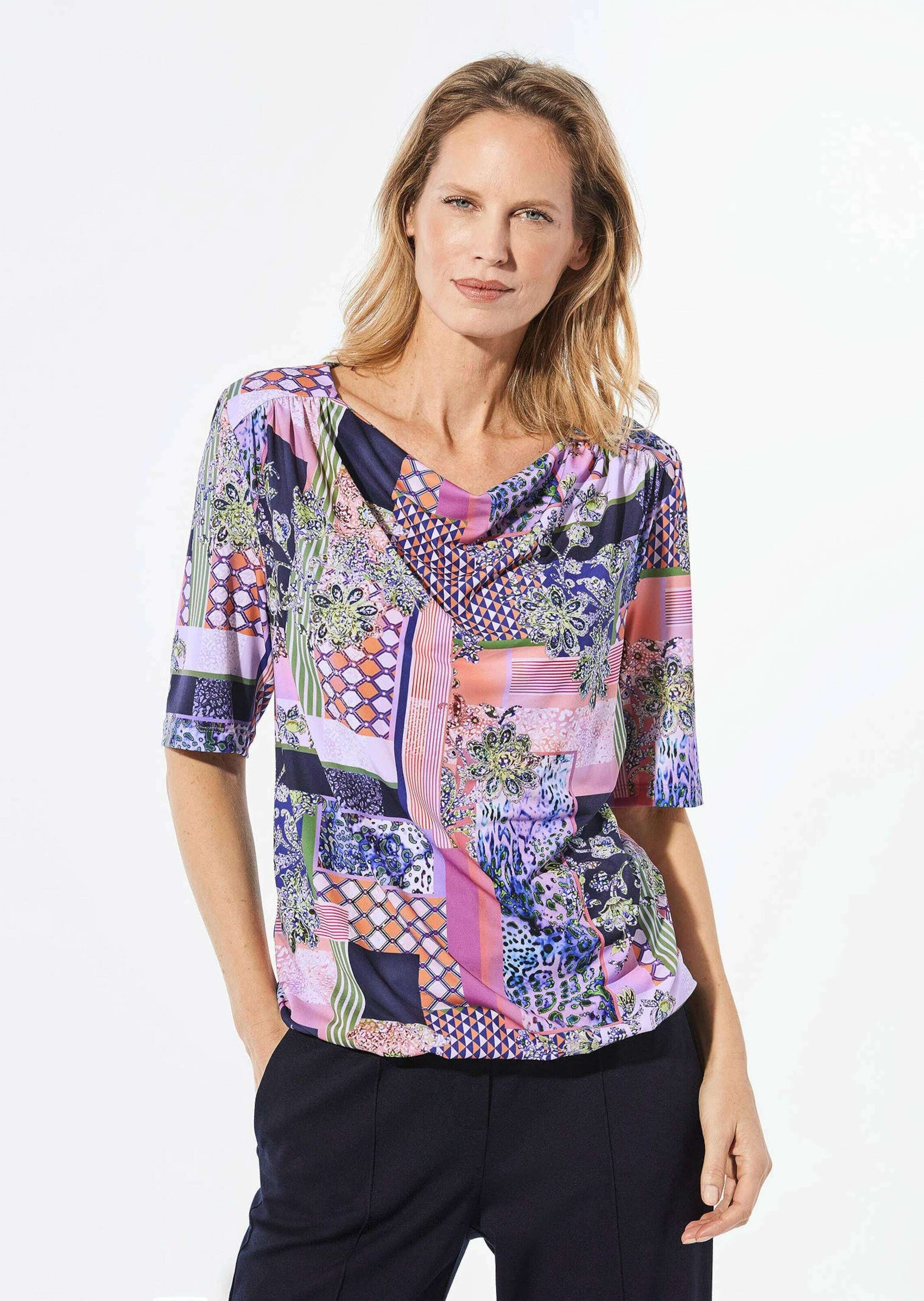 GOLDNER Kurzarmshirt »Shirt Shirt mit Wasserfallausschnitt«