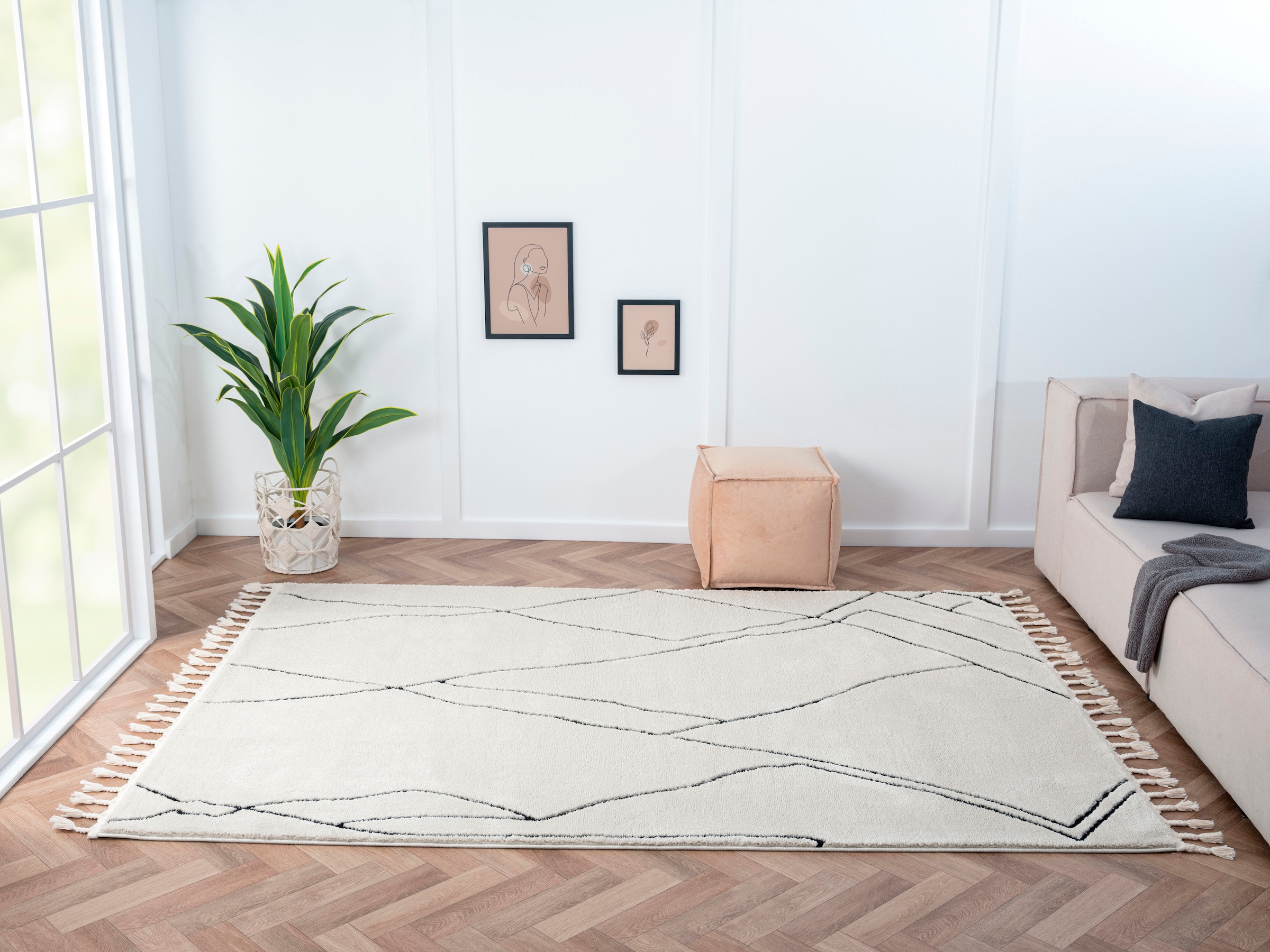 Myflair Möbel & Accessoires Hochflor-Teppich »Moroccan Drawline«, rechteckig,  modern, marokkanisches Design, flauschig weich durch Hochflor | BAUR