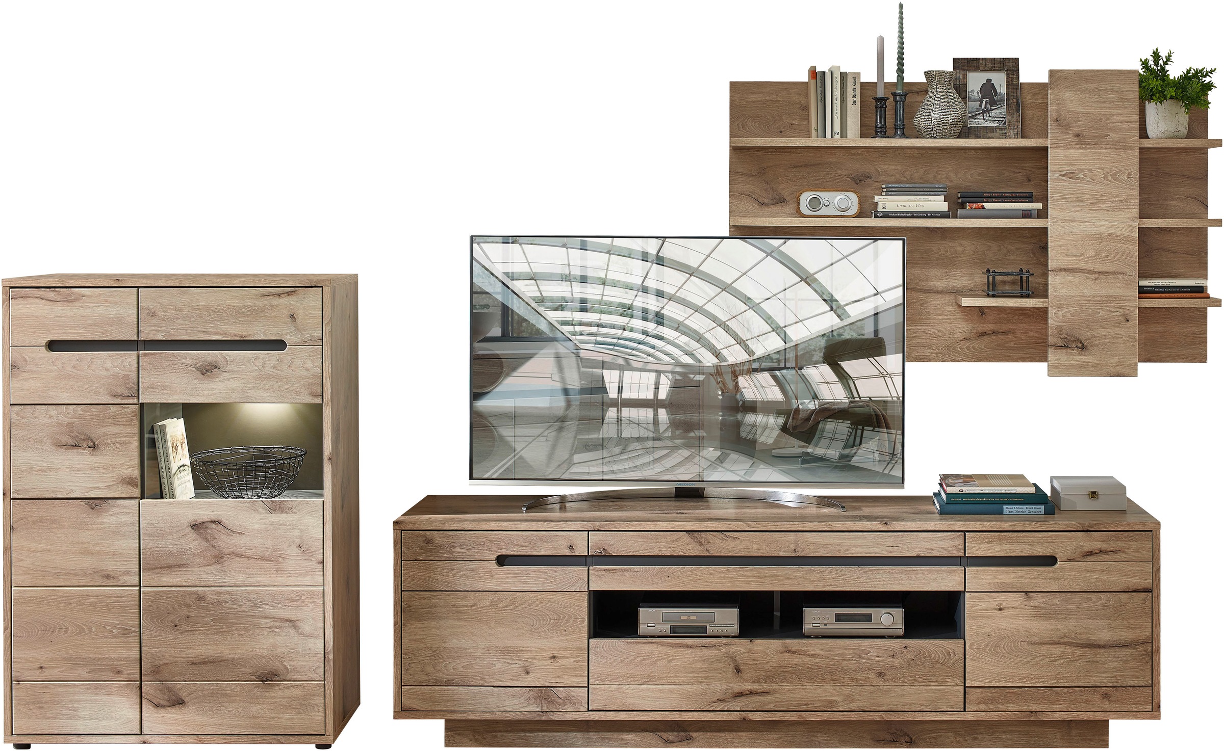 Innostyle Wohnwand "BELLANO" Komplett-Set, 3 Stk. tlg. inkl. LED-Beleuchtun günstig online kaufen