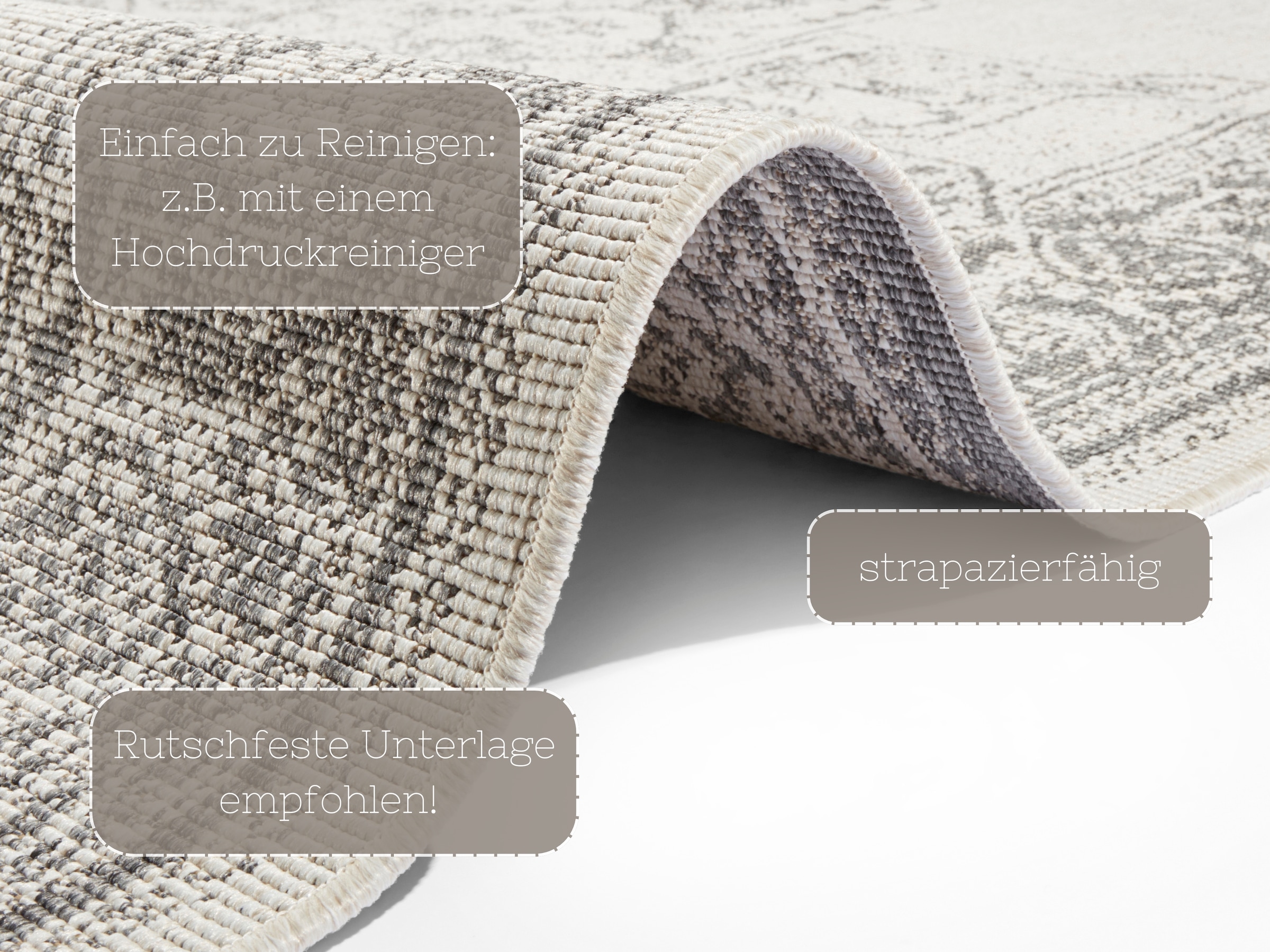 NORTHRUGS Teppich »Borbon Wendeteppich«, rechteckig, 5 mm Höhe, In-& Outdoor, Wetterfest, Balkon, Garten, Wohnzimmer, Wasserfest