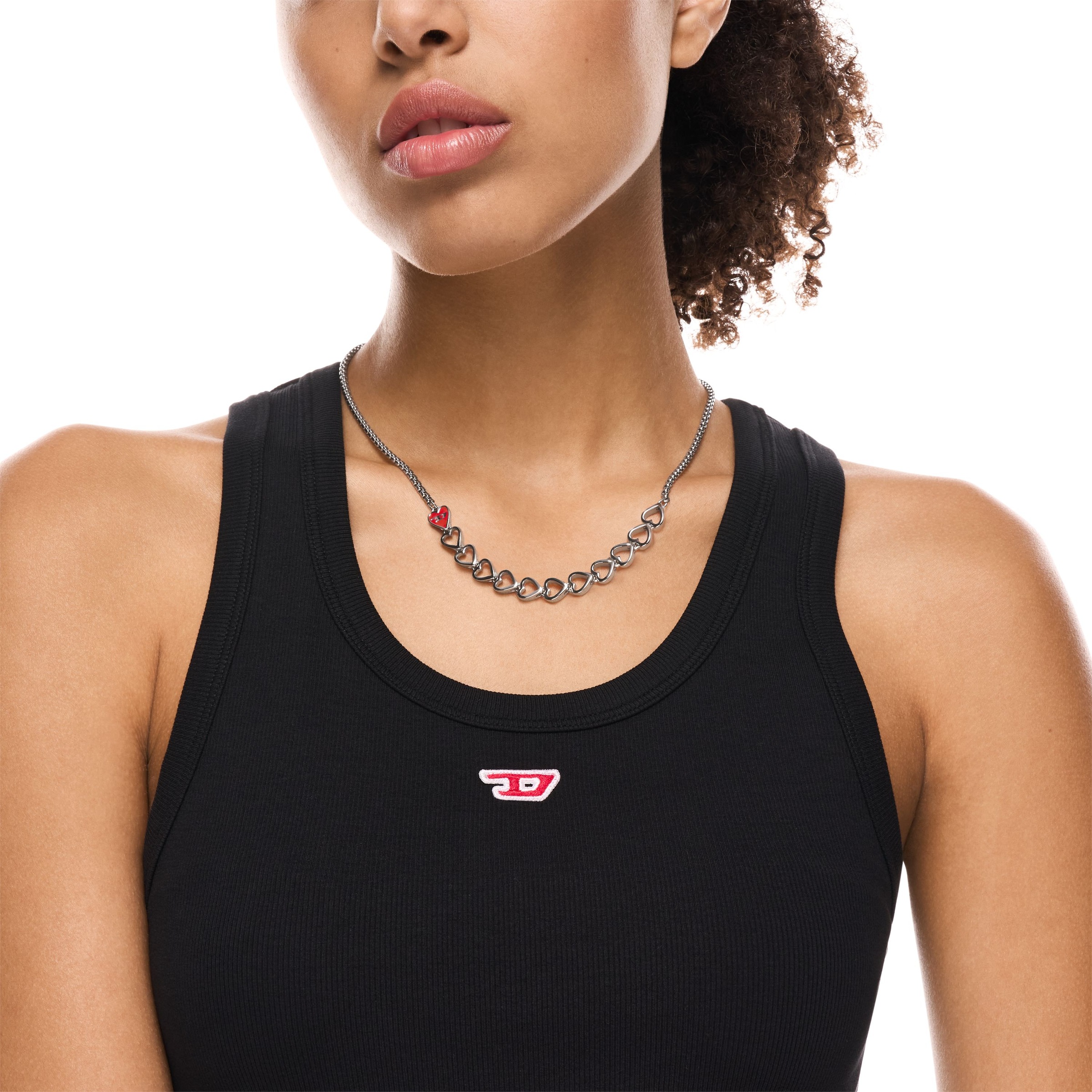 Diesel Collier »Schmuck Geschenk Edelstahl  D LOGO Herzen« Emaille